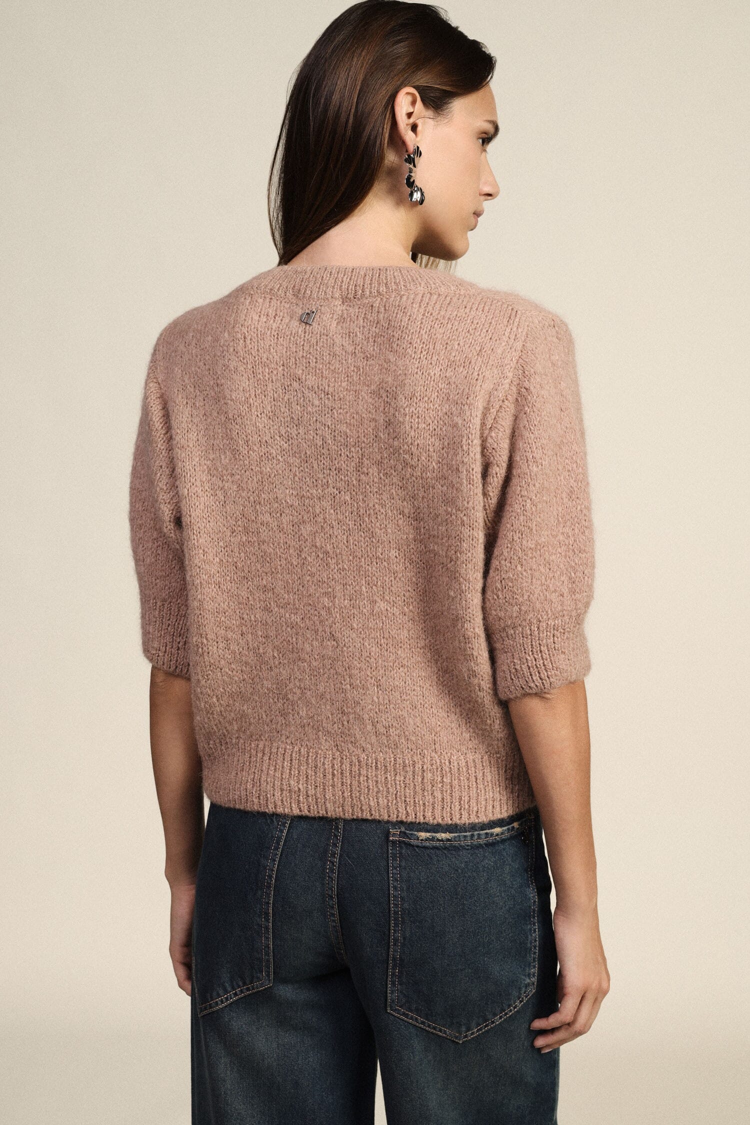 Maglione Girocollo Con Maniche A Mezza Lunghezza E Applicazione Gioiello Dixie
