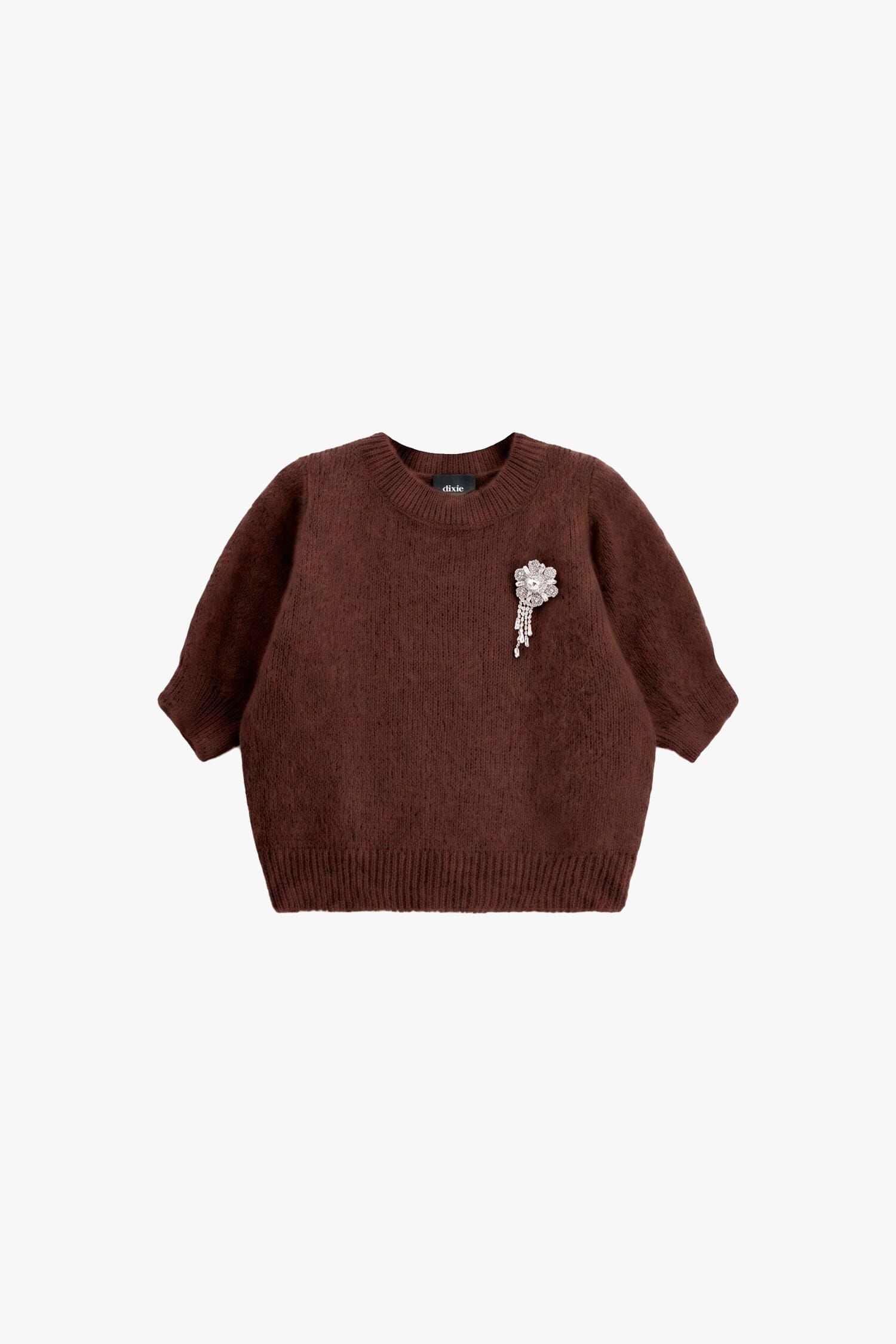 Maglione Girocollo Con Maniche A Mezza Lunghezza E Applicazione Gioiello Dixie