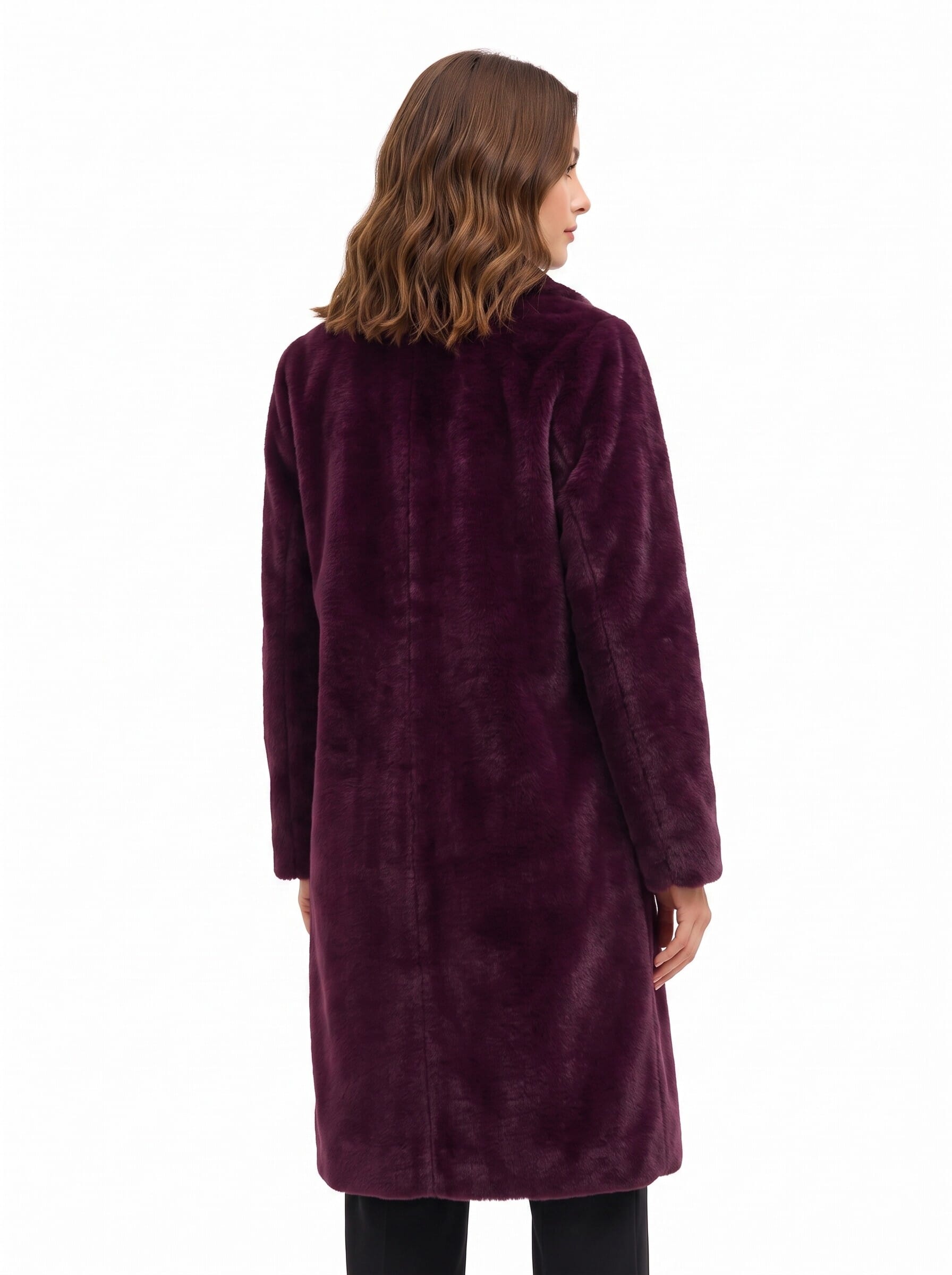 Long, Reversible Faux Shearling Coat with Maxi Pockets by Rinascimento
