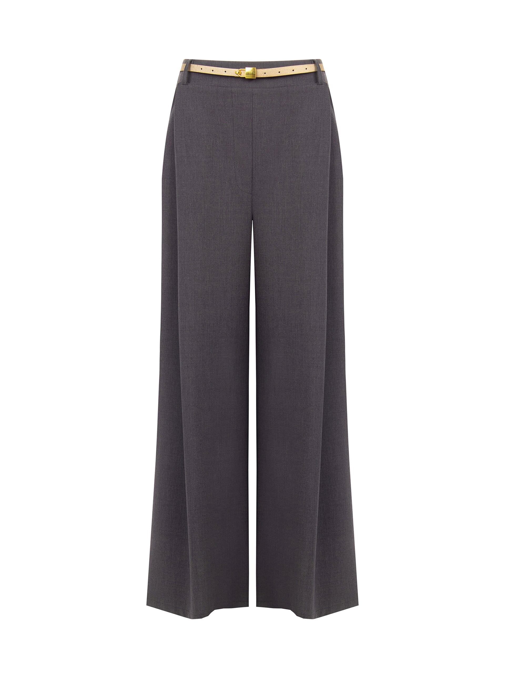 Pantaloni Palazzo A 1 Piega Con Cintura In Similpelle E Ciondolo Lucchetto Rinascimento