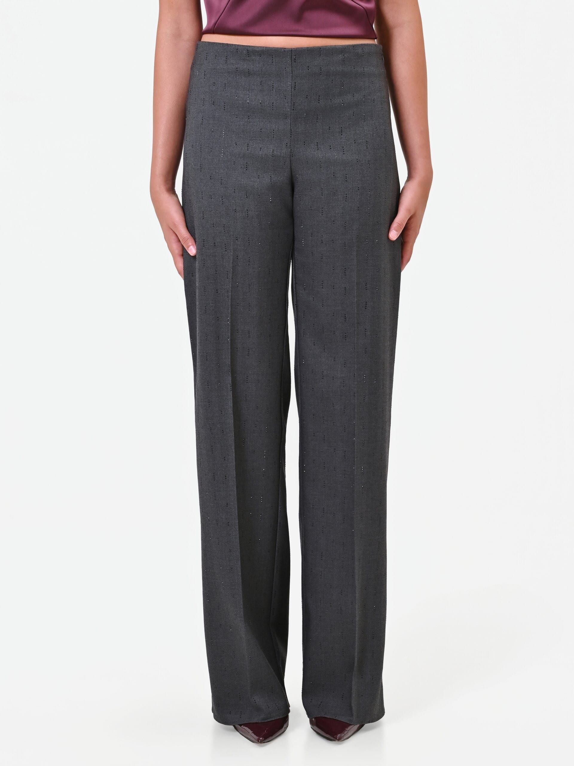 Pantalon ample en polyviscose avec strass « Rinascimento »