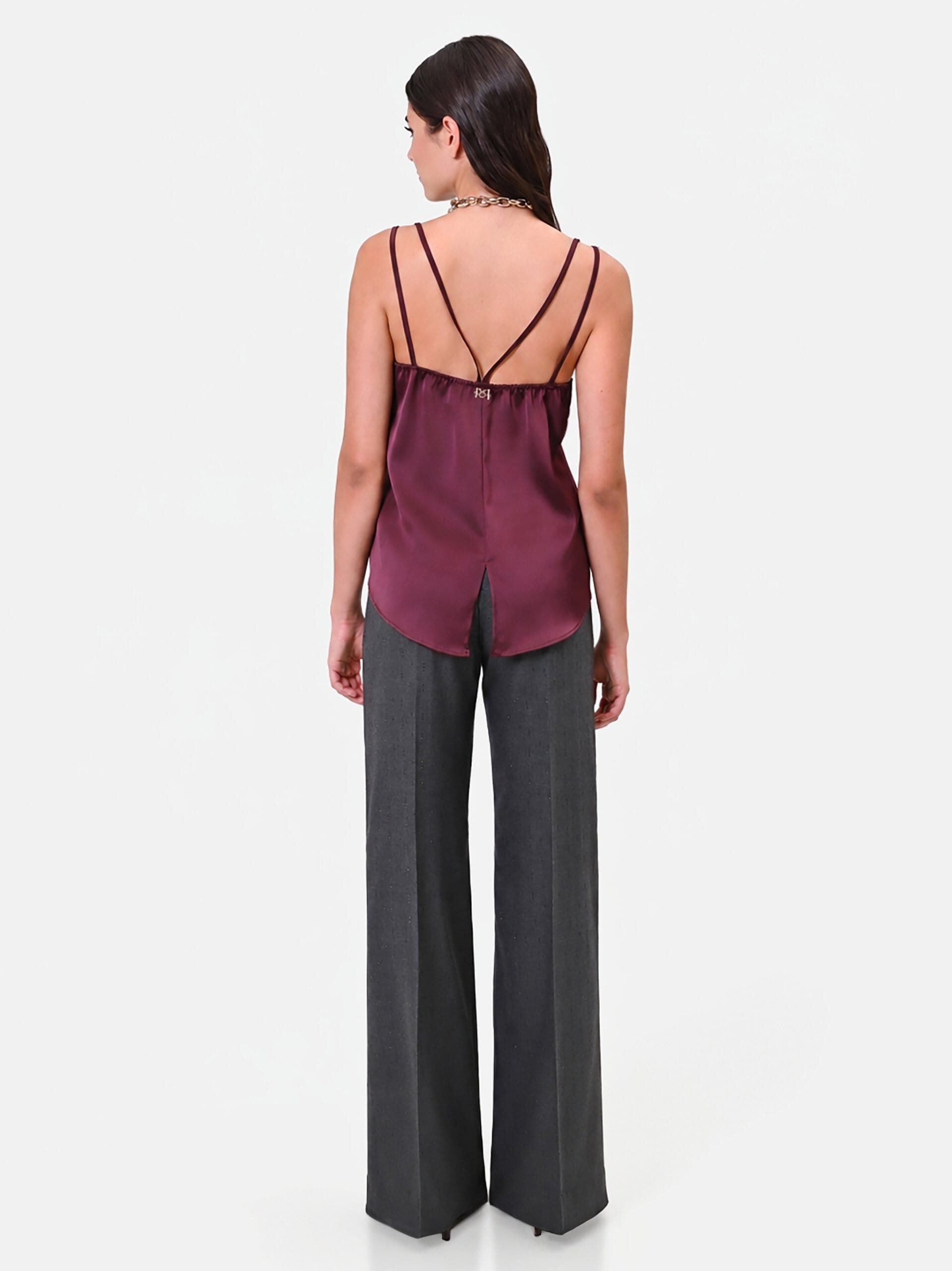 Pantalon ample en polyviscose avec strass « Rinascimento »