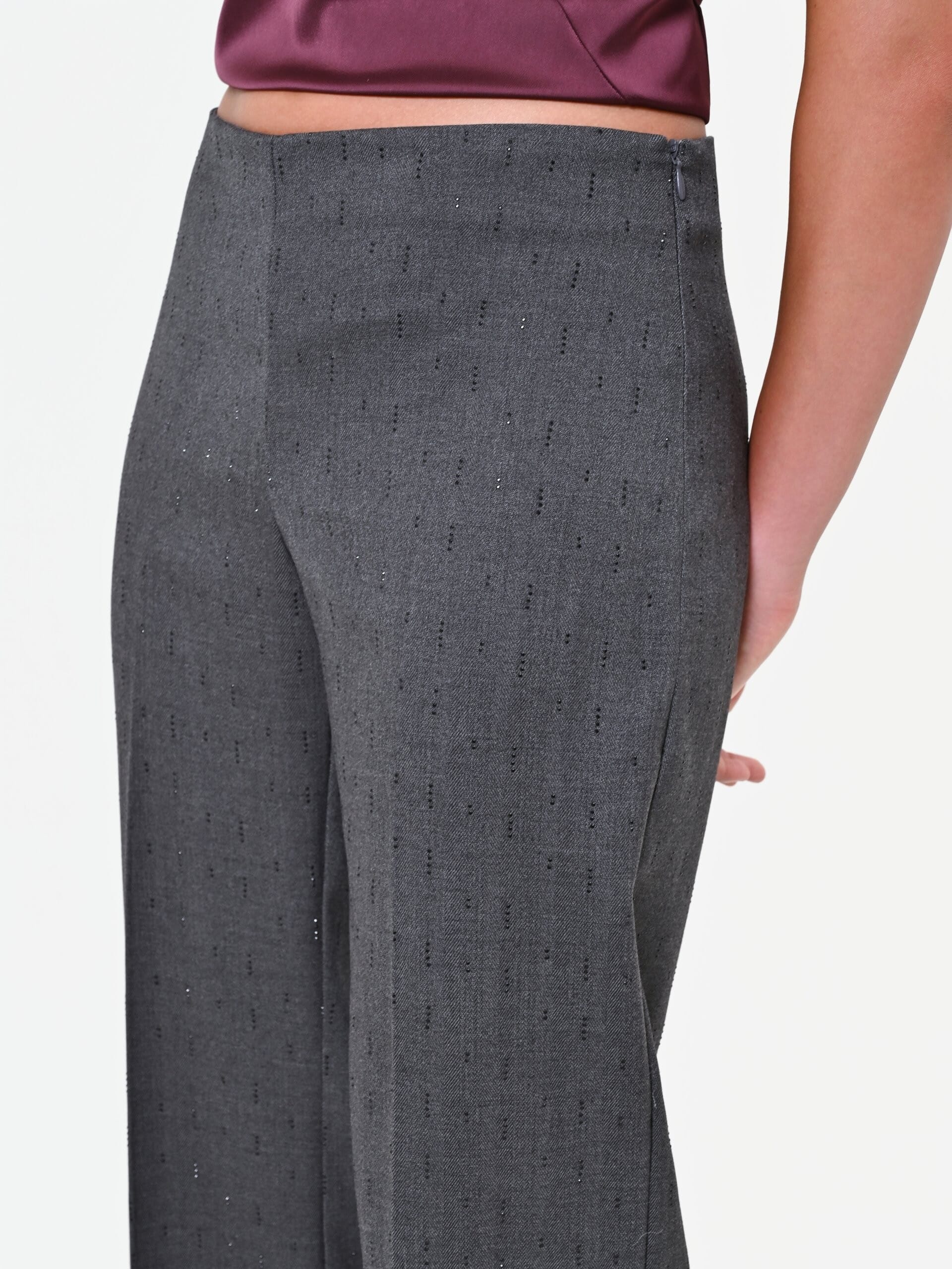 Pantalon ample en polyviscose avec strass « Rinascimento »