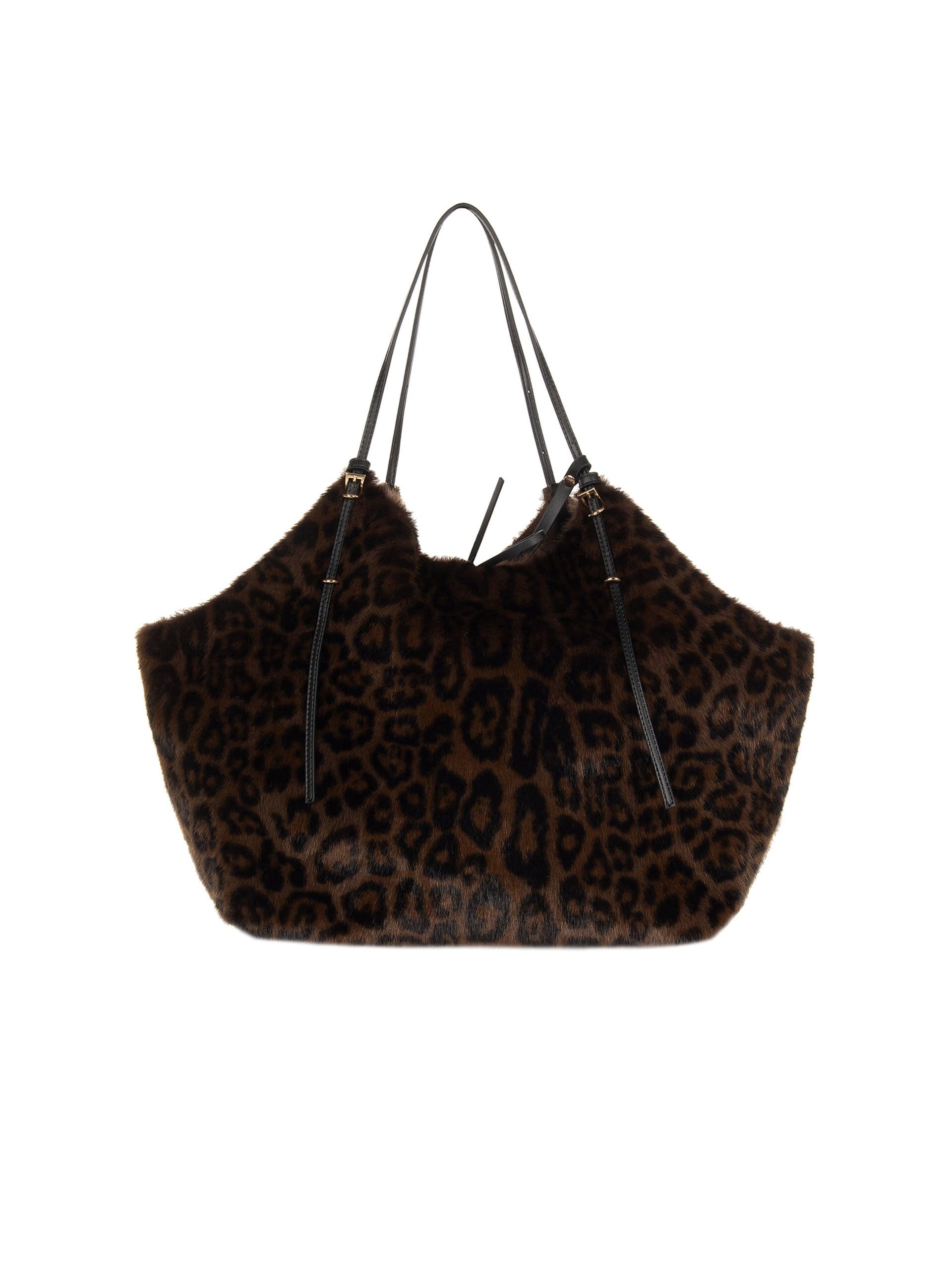 Grand sac cabas en fausse fourrure tachetée avec pochette intérieure « Rinascimento »