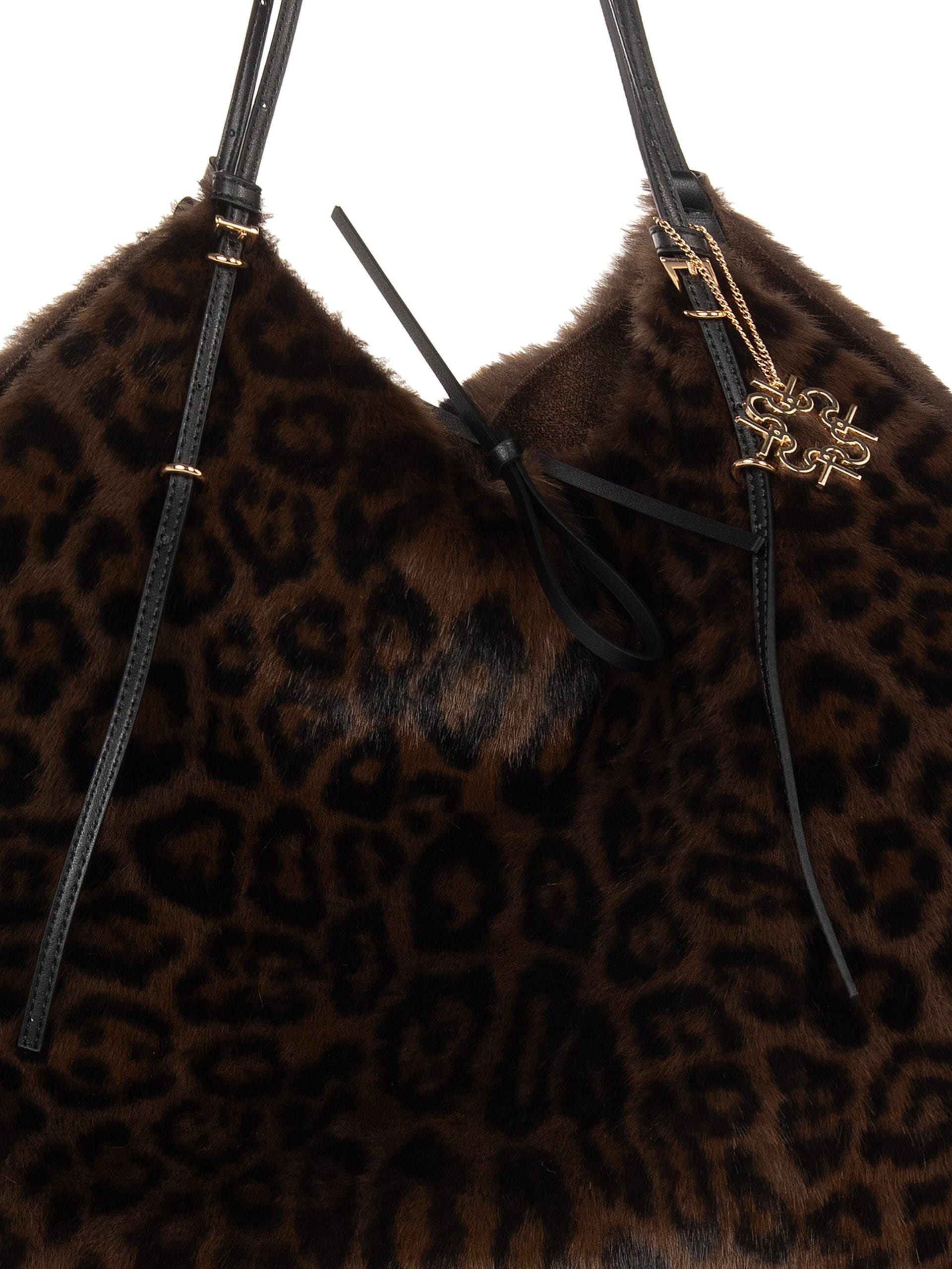 Grand sac cabas en fausse fourrure tachetée avec pochette intérieure « Rinascimento »
