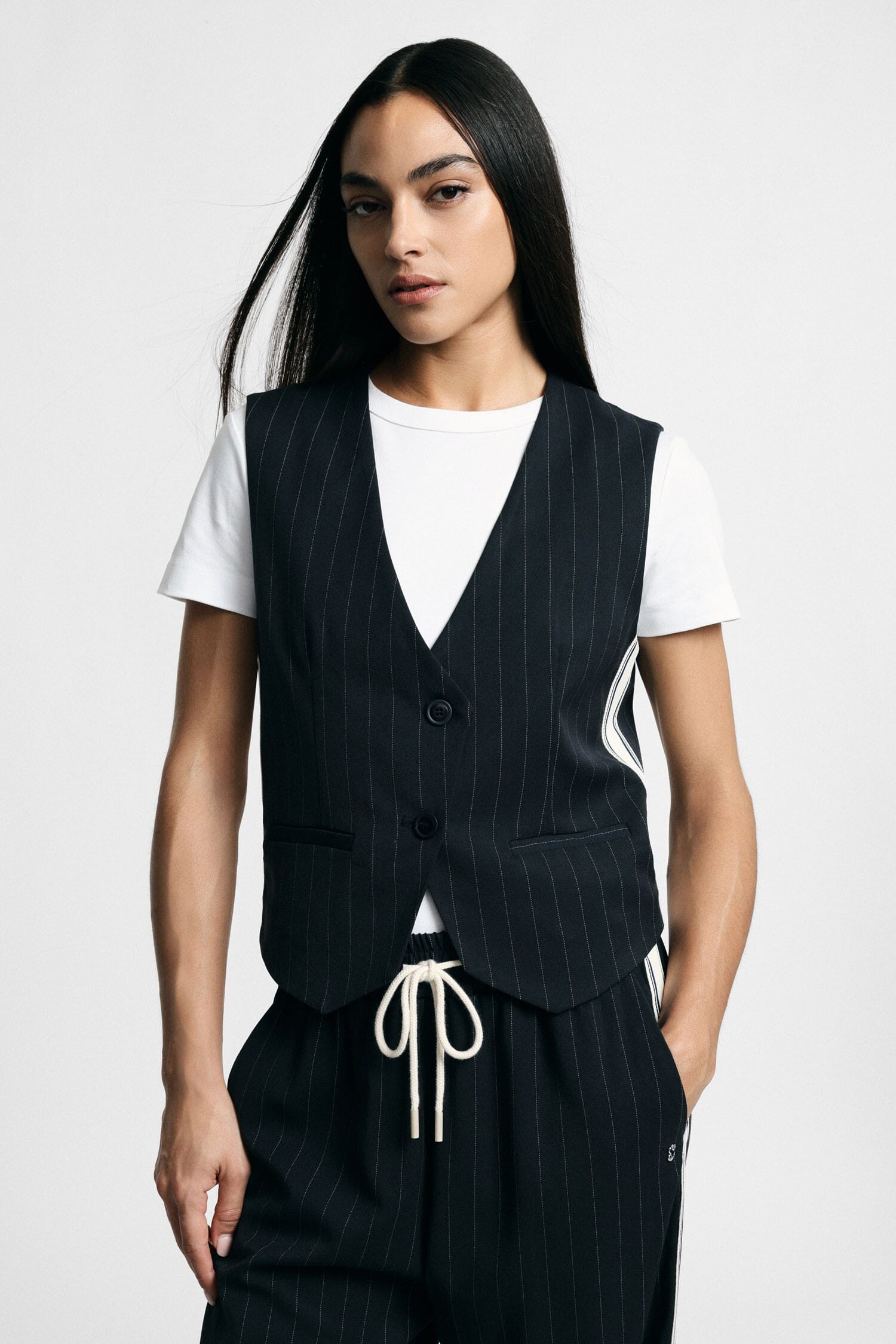 Gilet A Righe Con Chiusura A Due Bottoni Please
