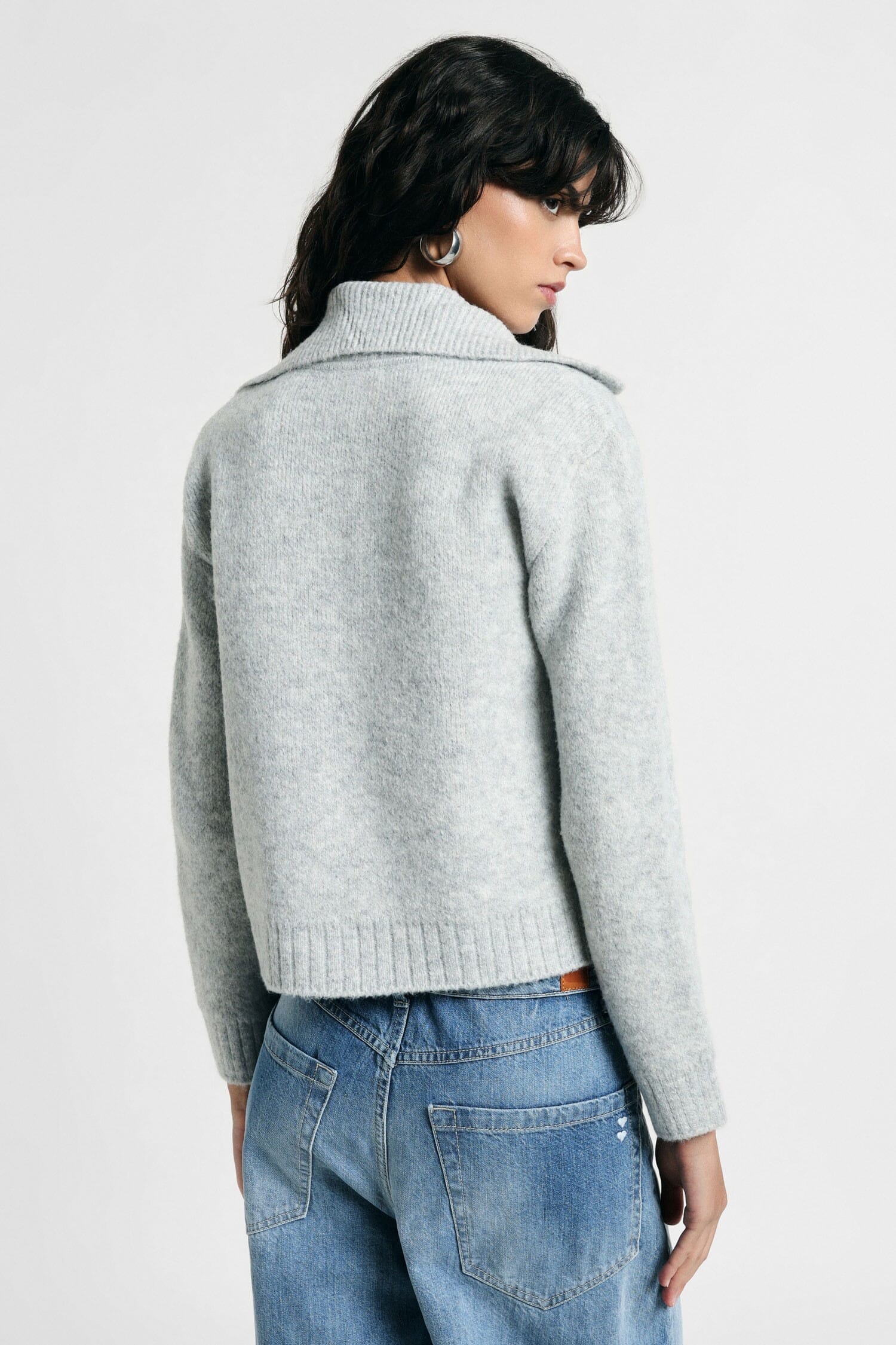 Cardigan Zip Con Collo Polo E Maniche Lunghe Please