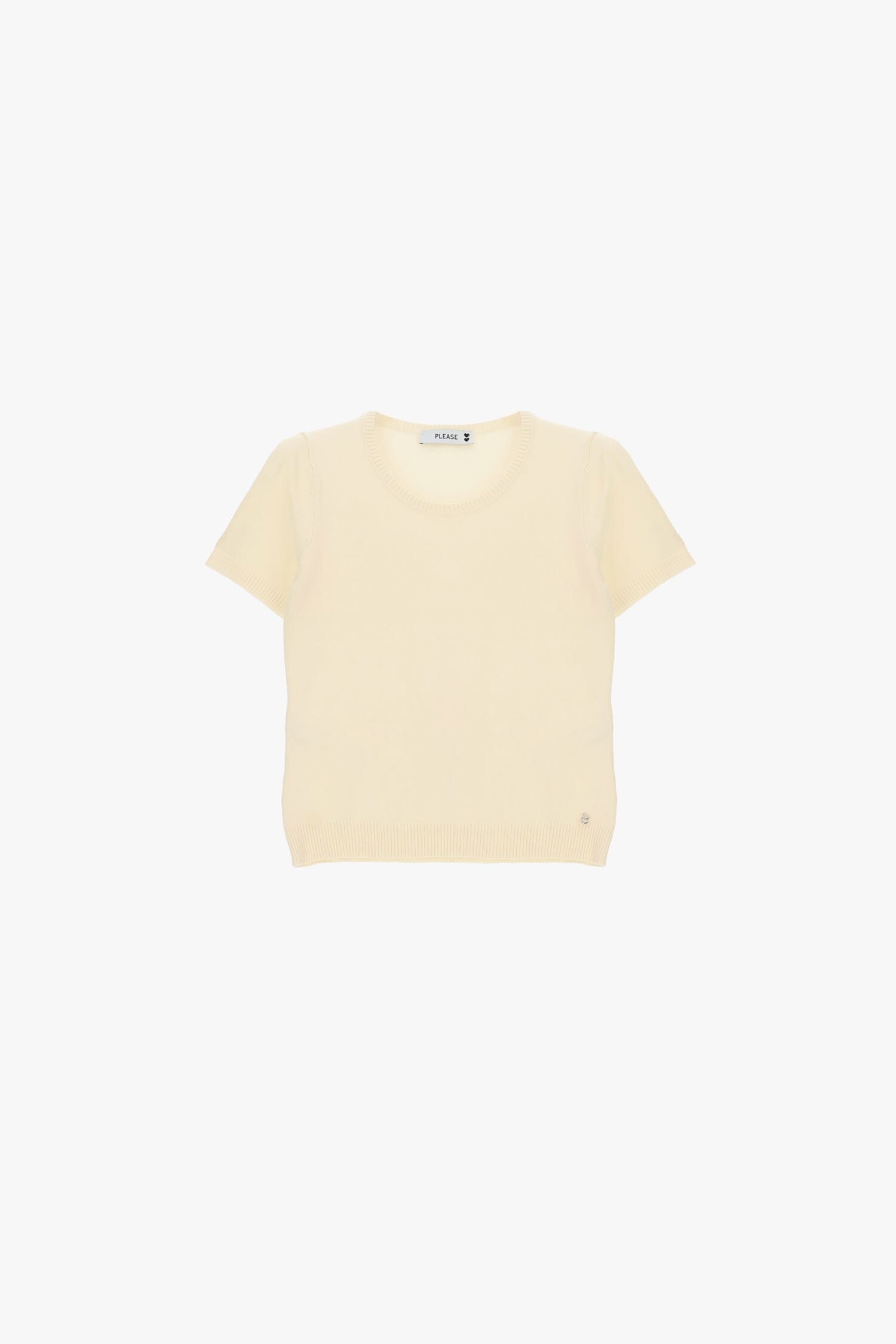 Top Girocollo A Costine Con Maniche Corte Please