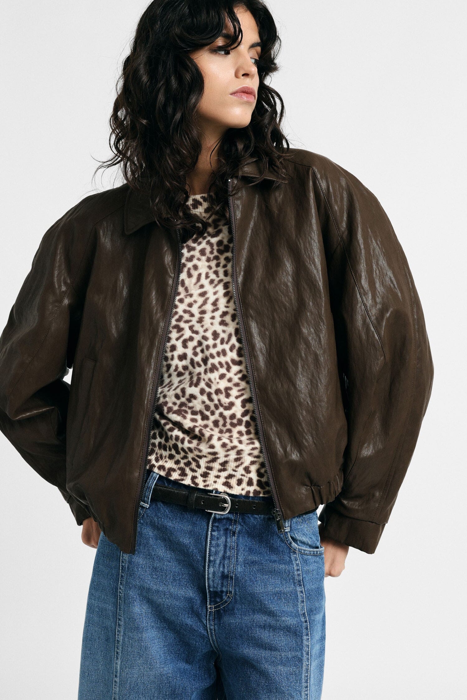 Leather Jacket Regular-Fit Collo Classico Zip Please