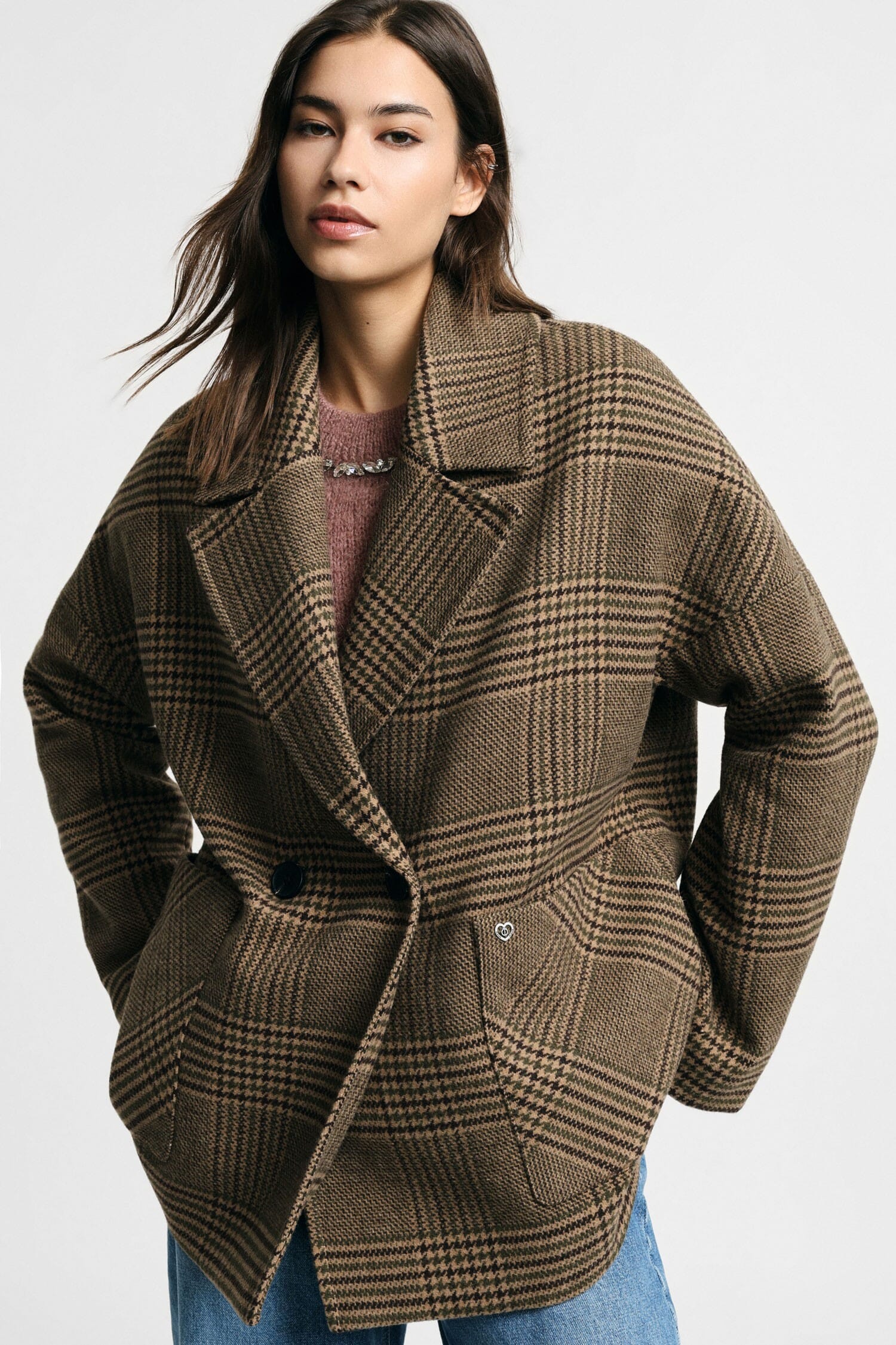 Giacca Camicia Oversize A Quadri Con Chiusura Doppiopetto Please