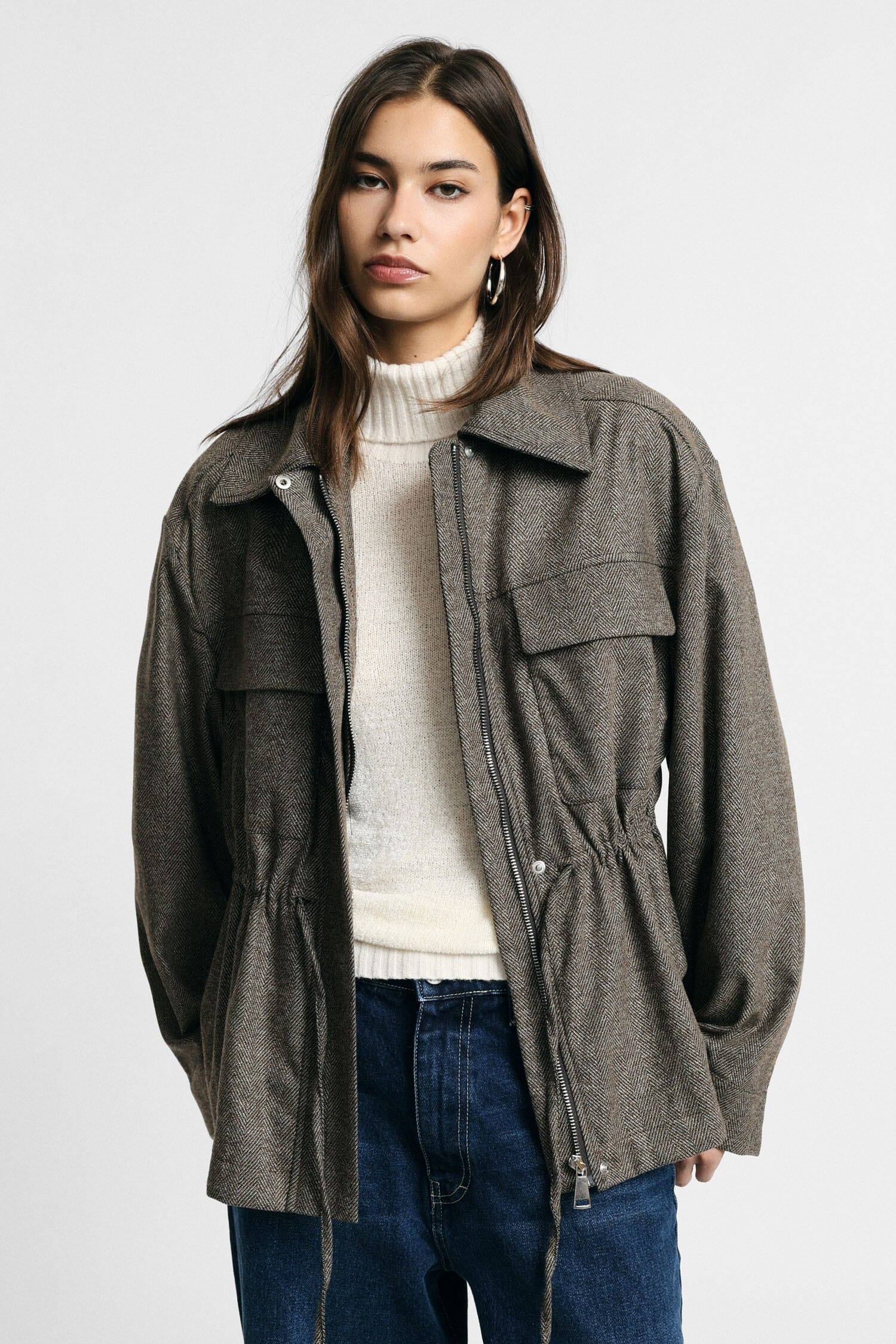 Giacca Camicia Con Zip E Tasche Frontali Please