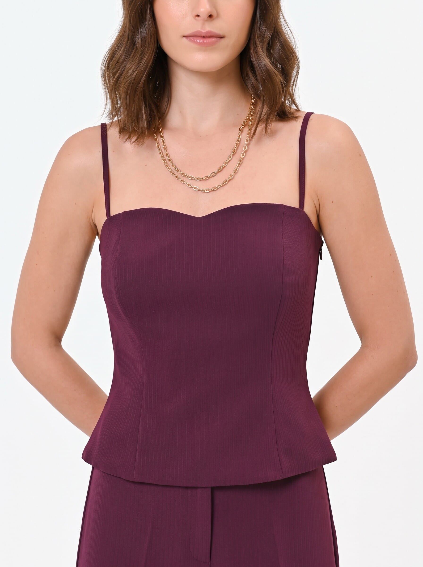 Rinascimento Crepe Pinstriped Bustier Top