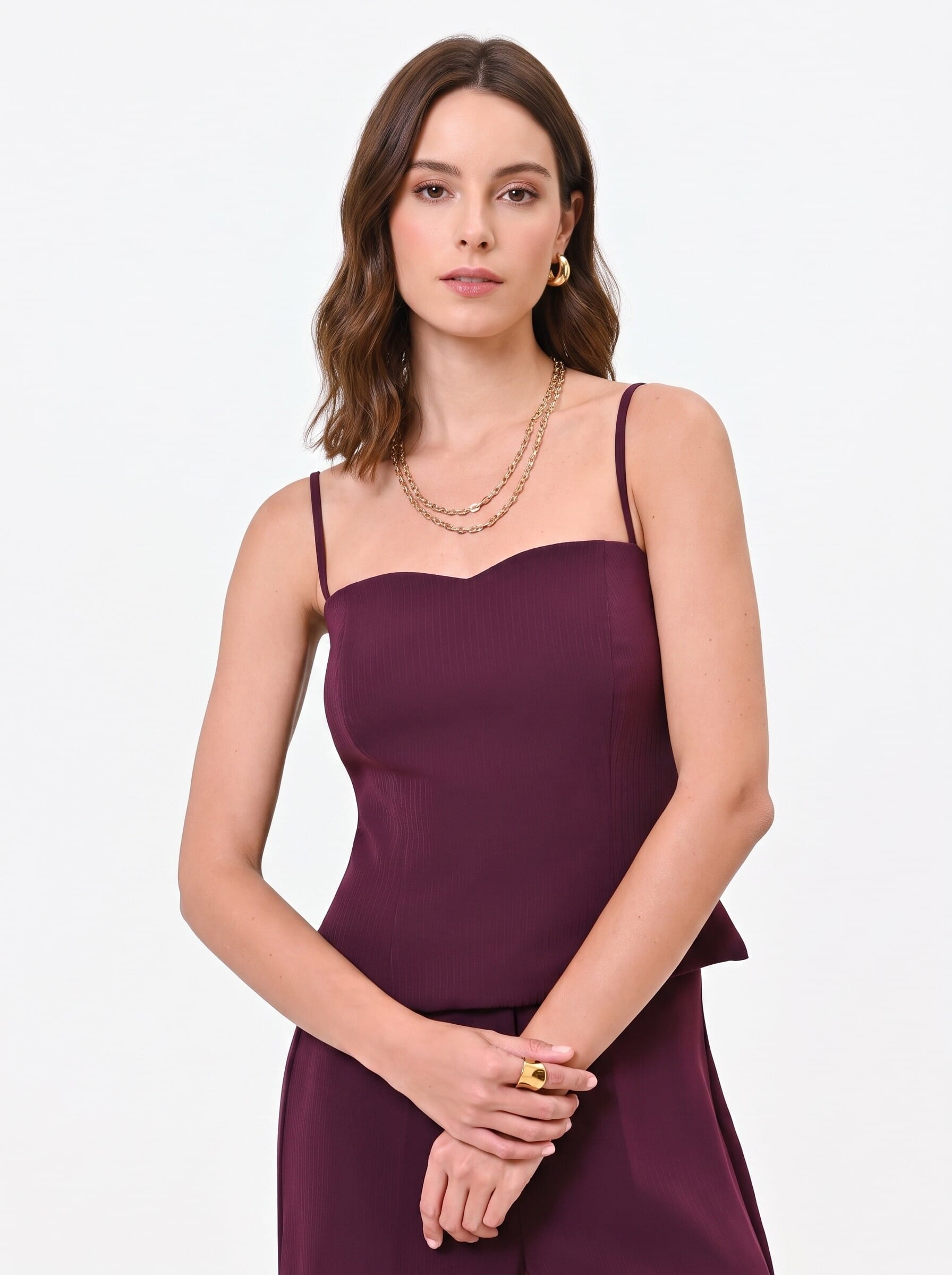 Rinascimento Crepe Pinstriped Bustier Top