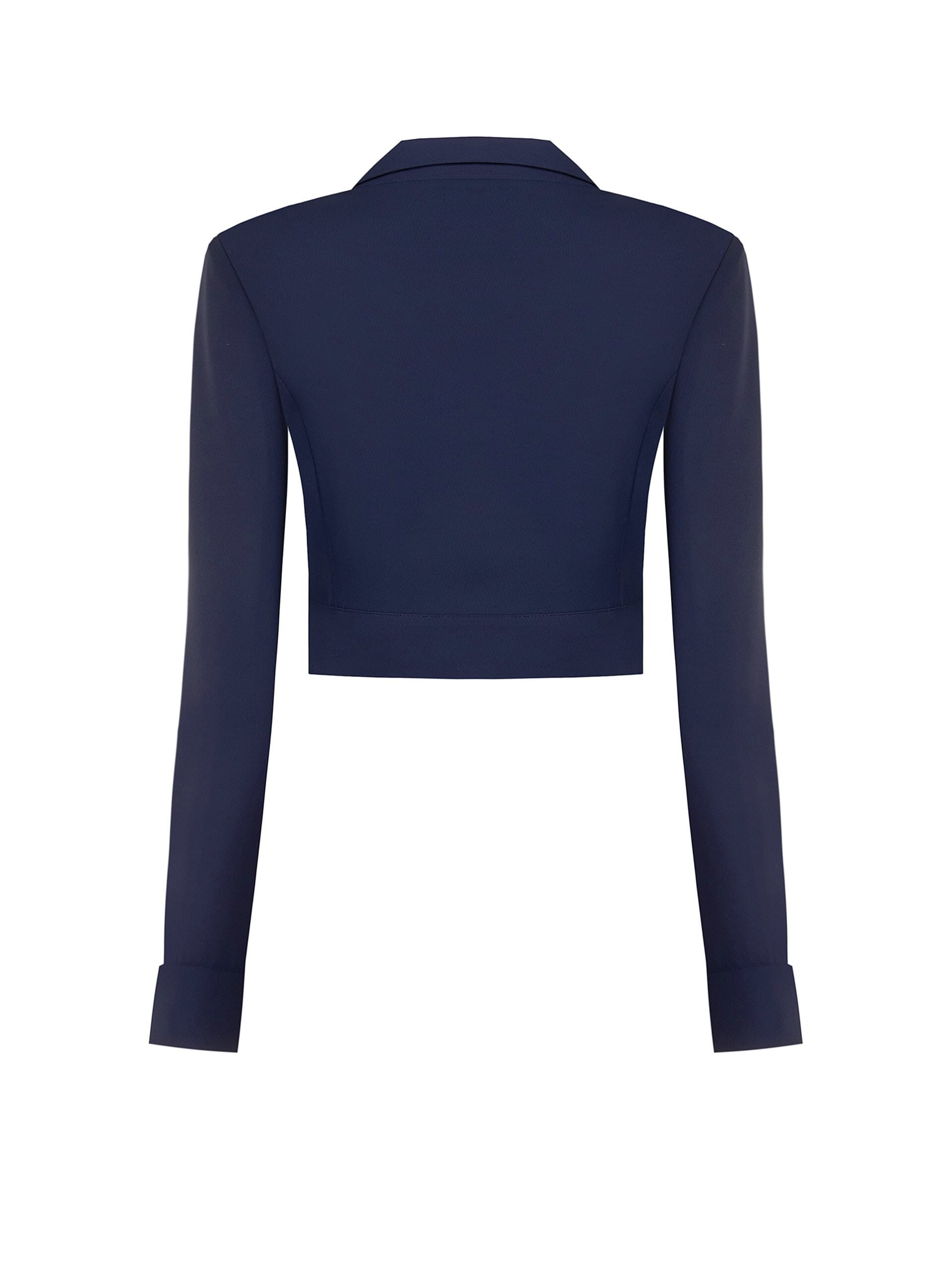 Giacca Blazer Crop In Tessuto Cadi Con Bottone Gioiello Rinascimento