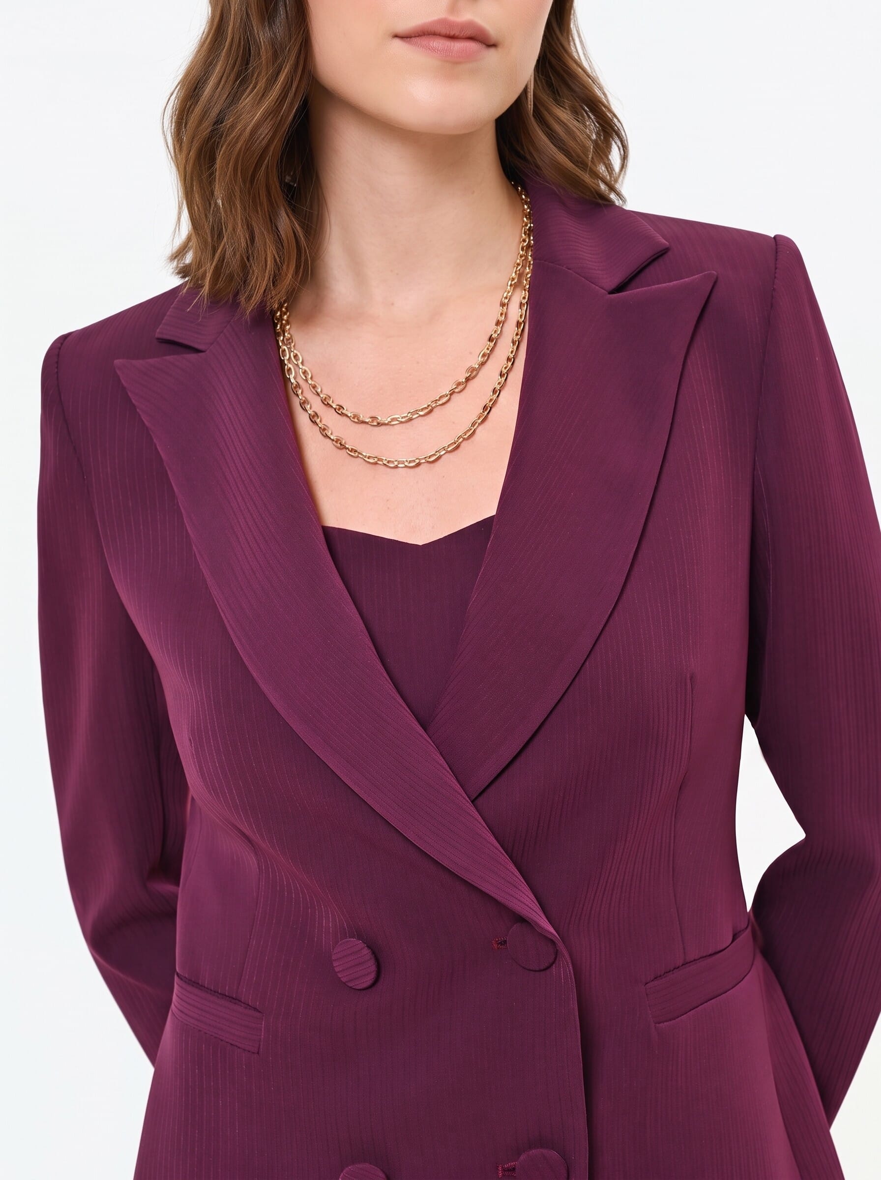 Rinascimento Crepe Double-Breasted Pinstriped Studio Jacket