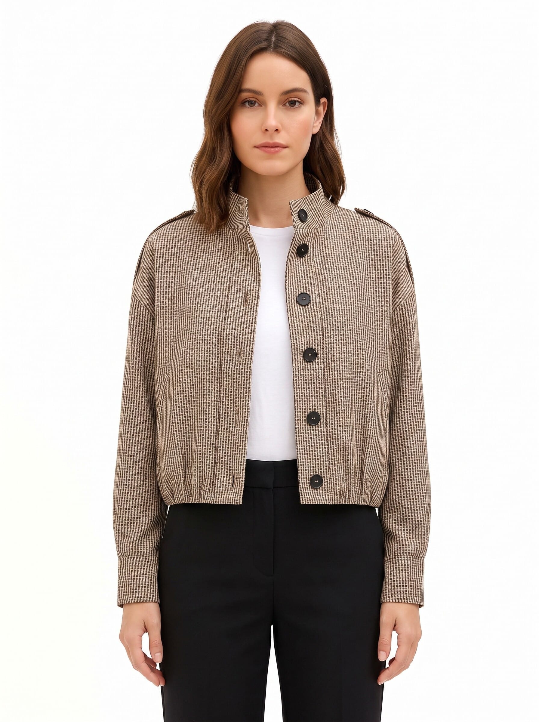 Blouson aviateur à petits carreaux avec écussons sur les épaules « Rinascimento »