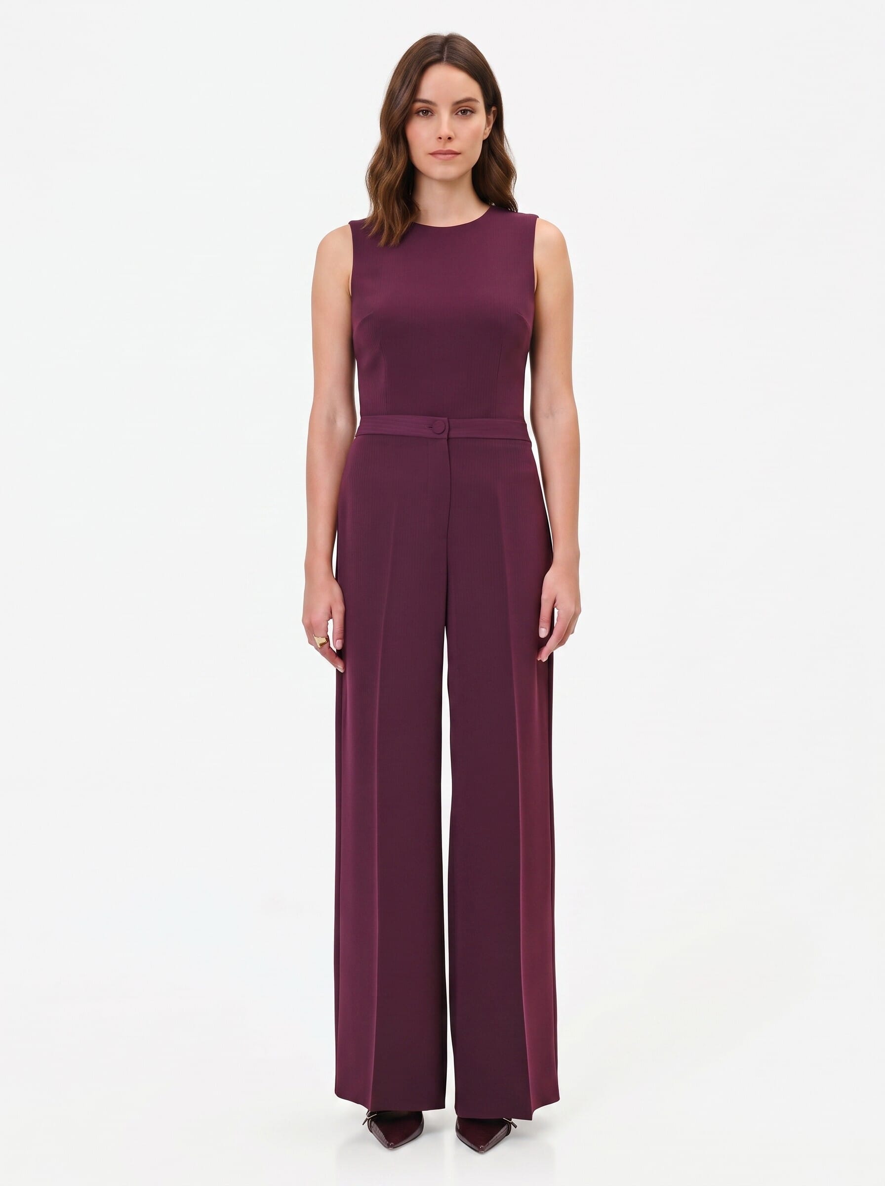 Pantaloni Studio Palazzo Gessati In Crepe Rinascimento