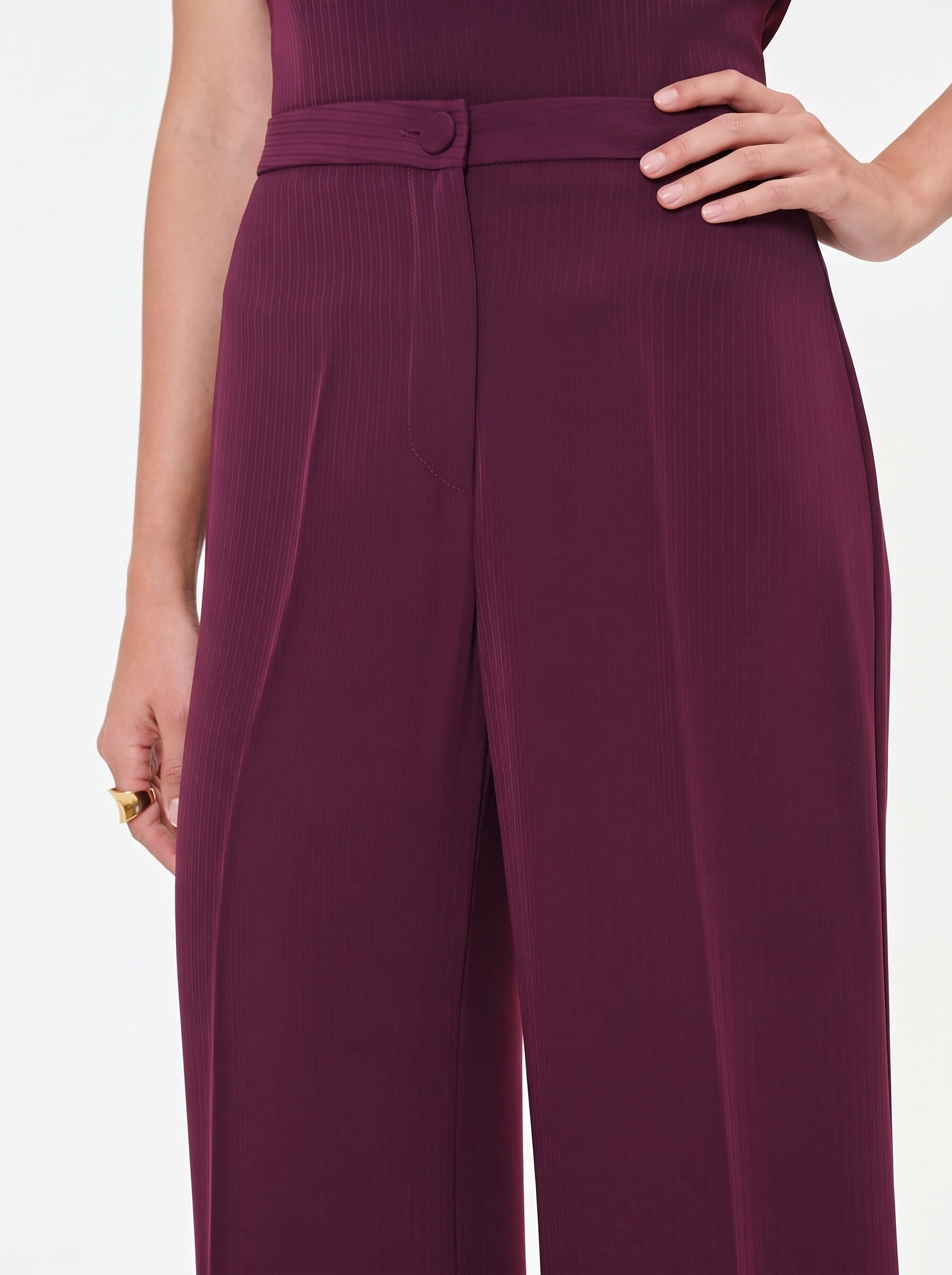 Pantaloni Studio Palazzo Gessati In Crepe Rinascimento