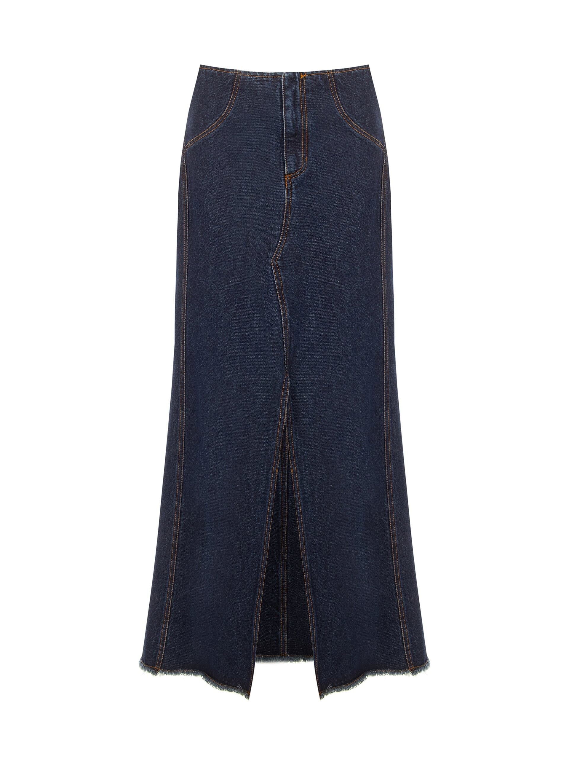 Gonna Lunga In Denim Lavaggio Zero Con Spacco Frontale Rinascimento