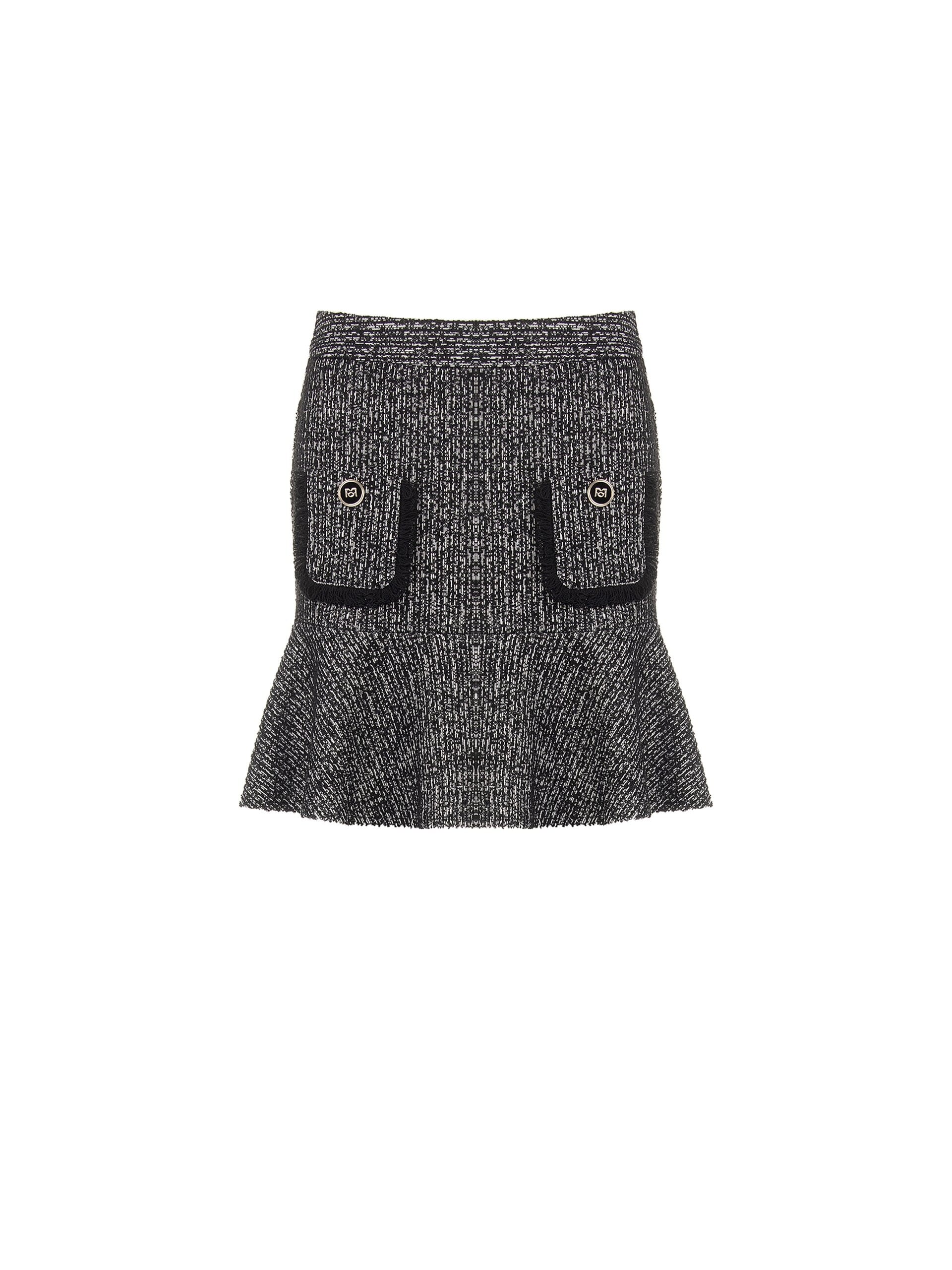 Minigonna In Tweed Con Fondo A Volant E Taschini Sfrangiati Rinascimento