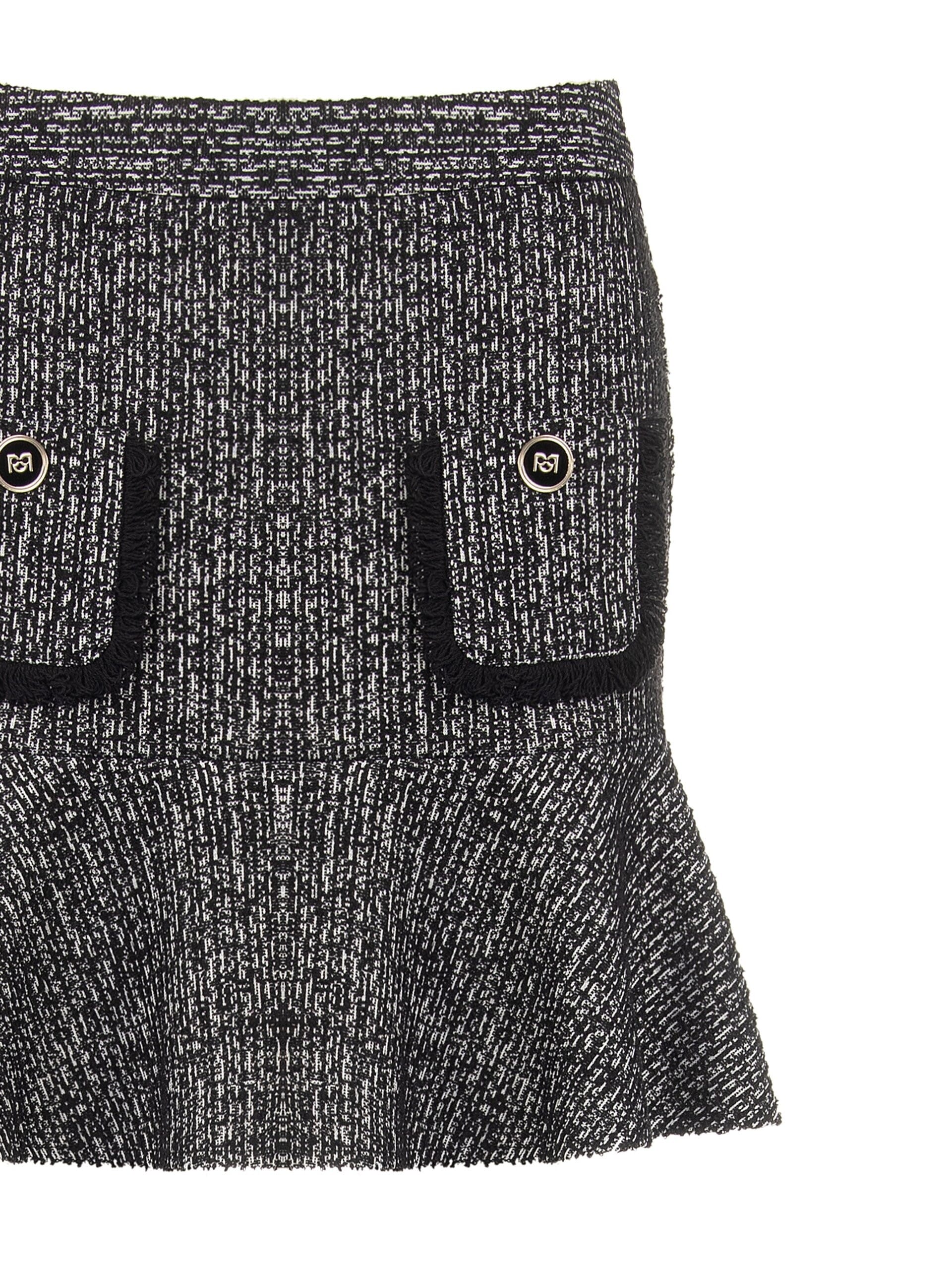 Minigonna In Tweed Con Fondo A Volant E Taschini Sfrangiati Rinascimento