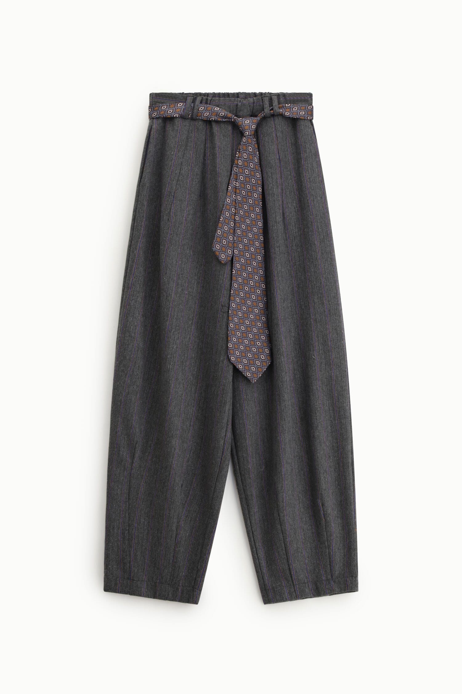 Pantaloni Palazzo A Righe Con Cintura Stampata Dixie