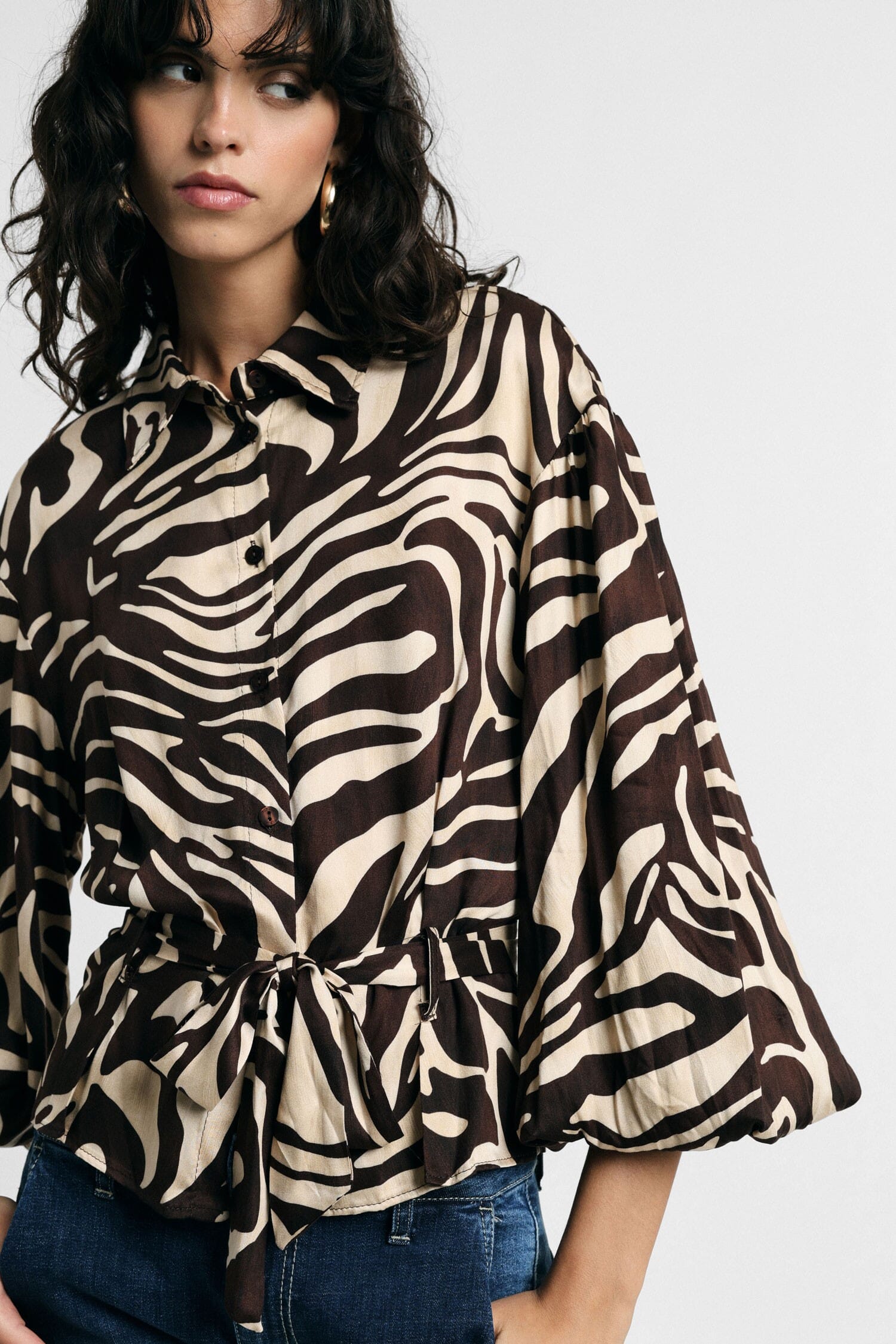 Camicia Stampa Animalier Con Cintura In Vita Please