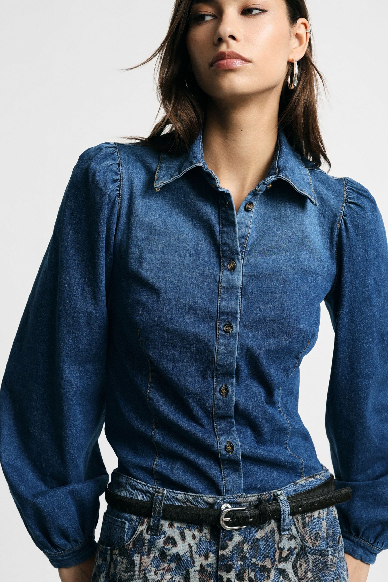 Cmaicia Denim Con Maniche Ampie E Bottoni Frontali Please