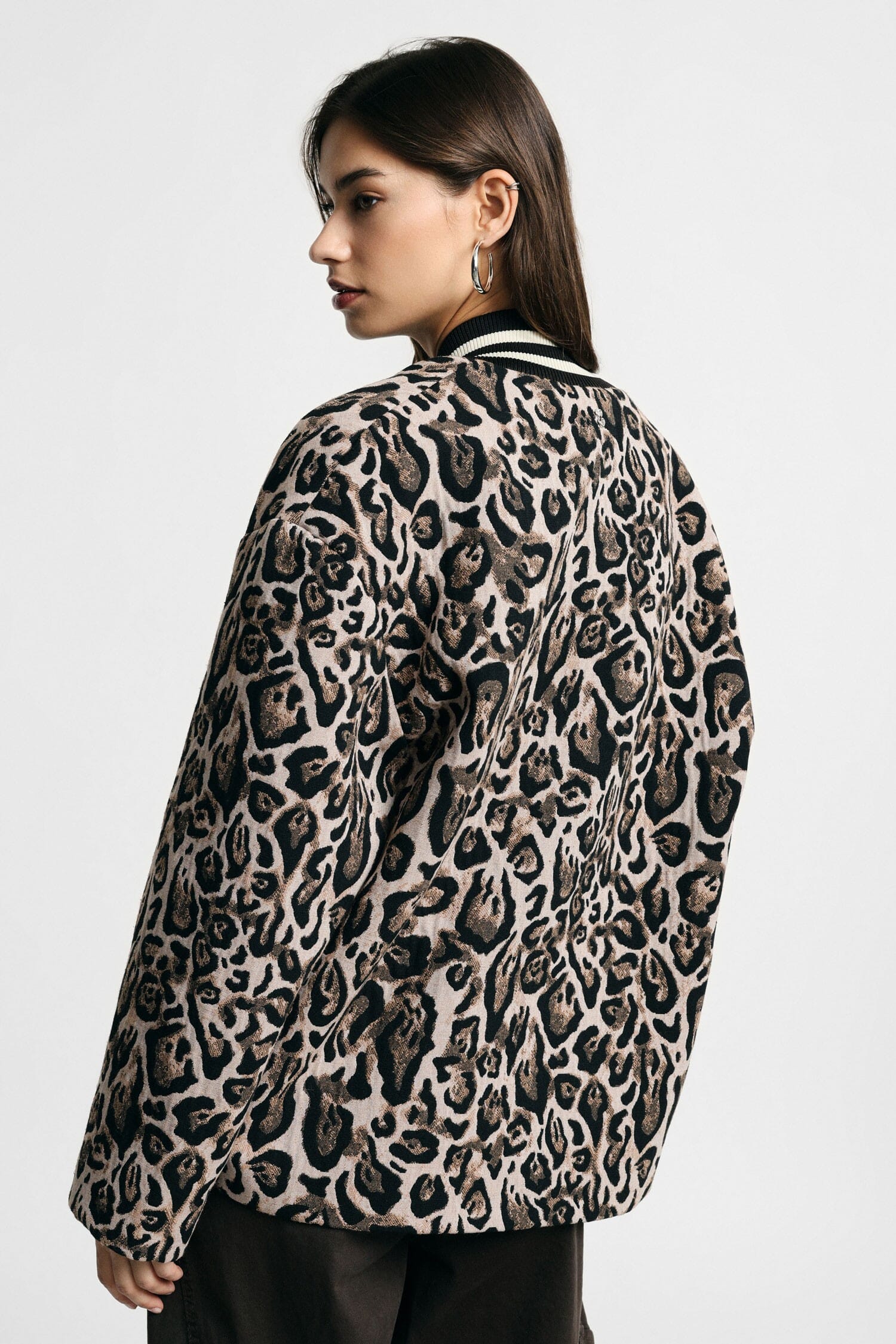 Blazer Stampa Animalier Con Colletto A Coste Please