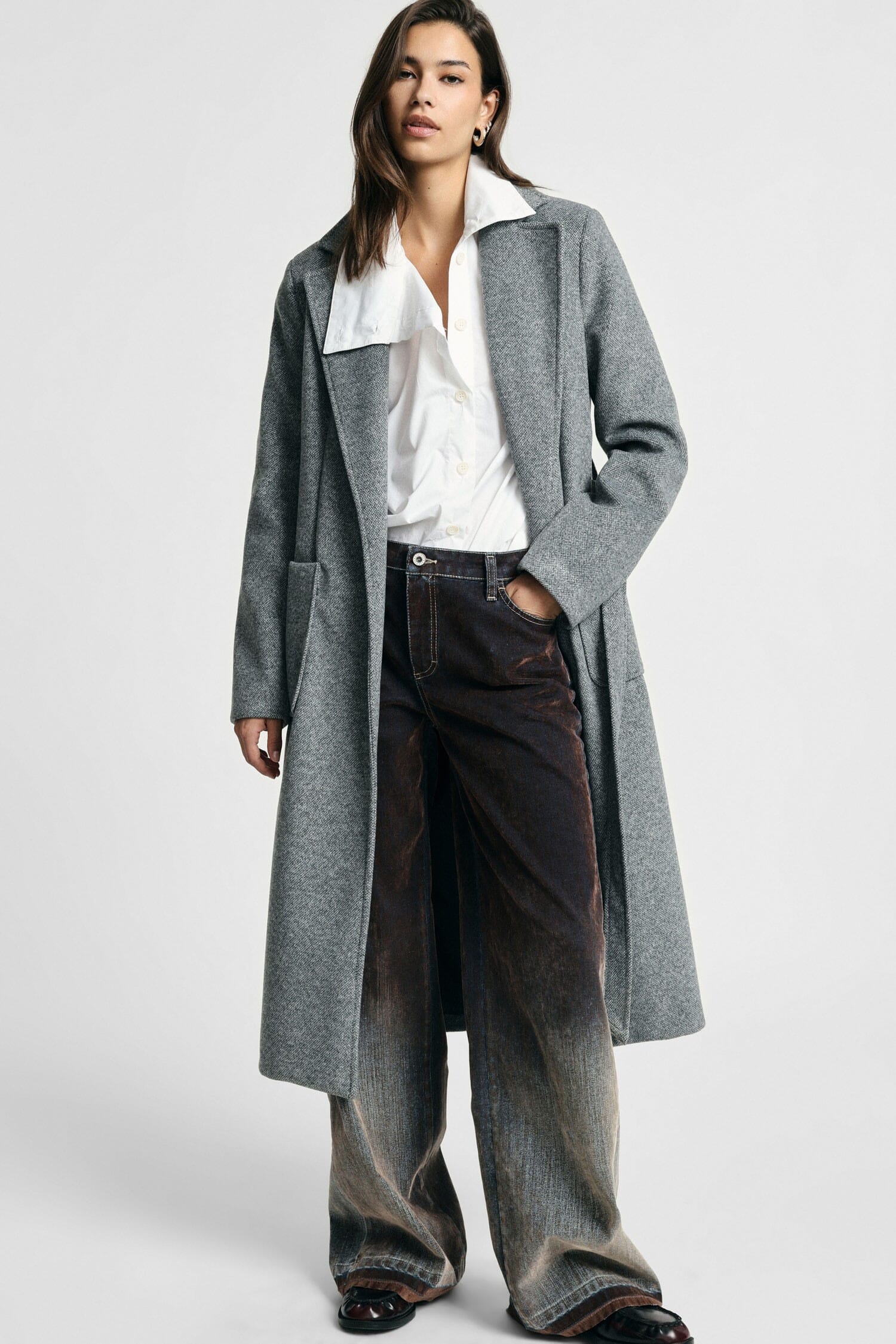 Long Coat with Belt and Large Pockets, Please