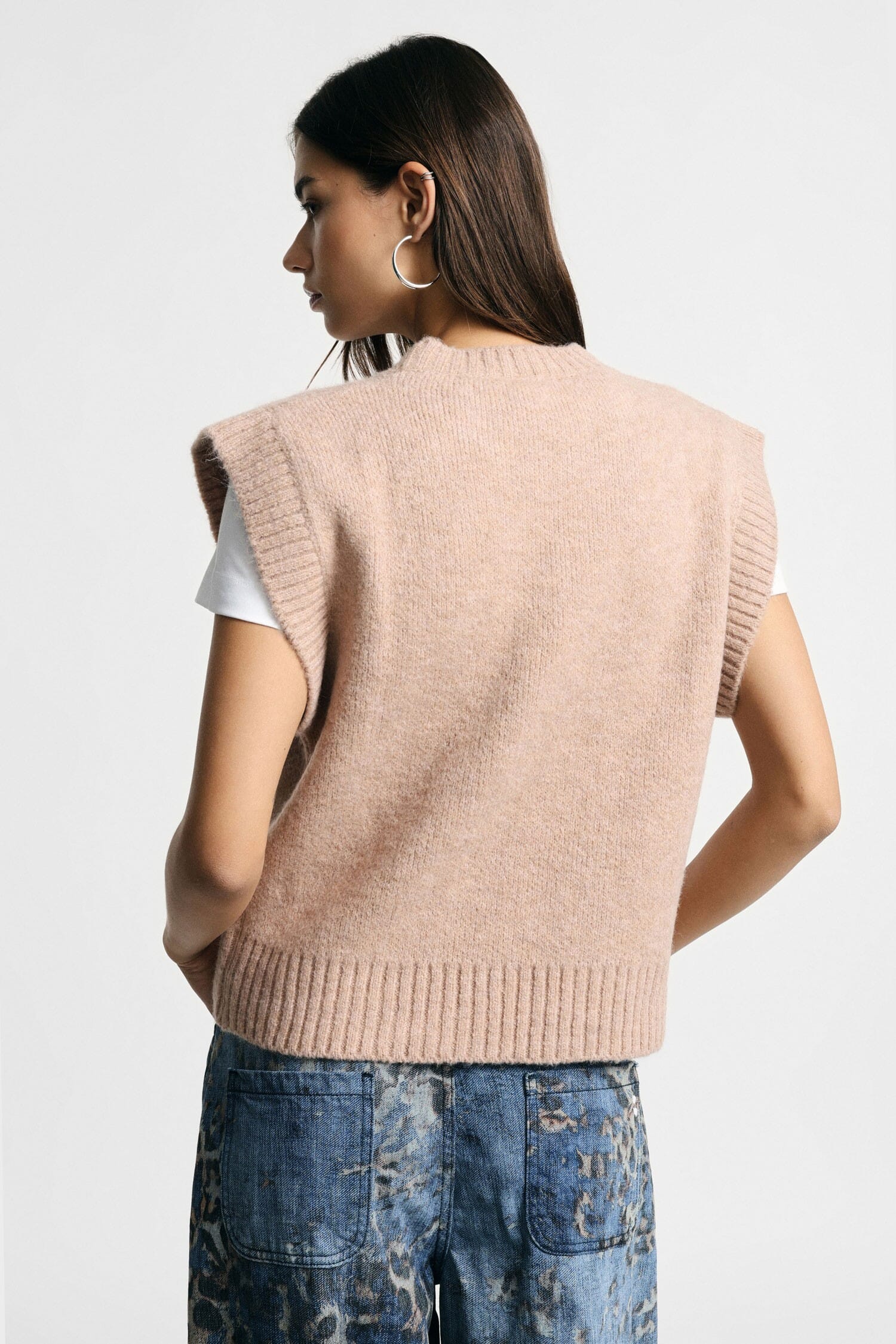 Sleeveless Jumper with Ribbed Trim, Please