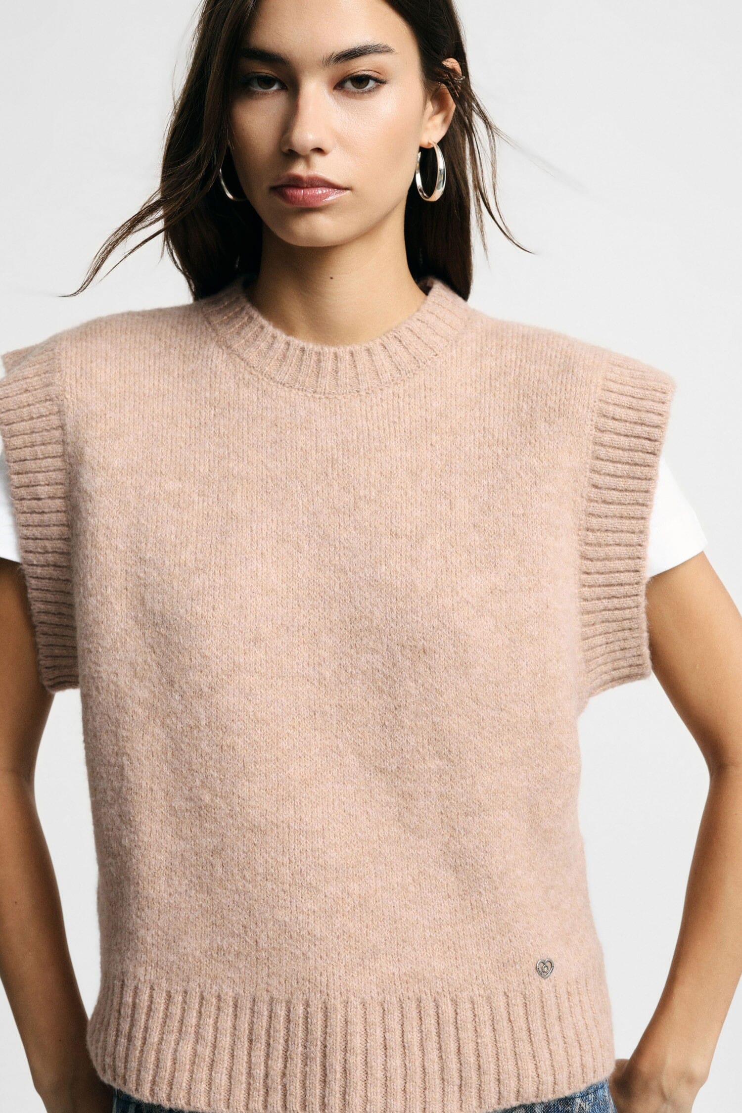 Sleeveless Jumper with Ribbed Trim, Please