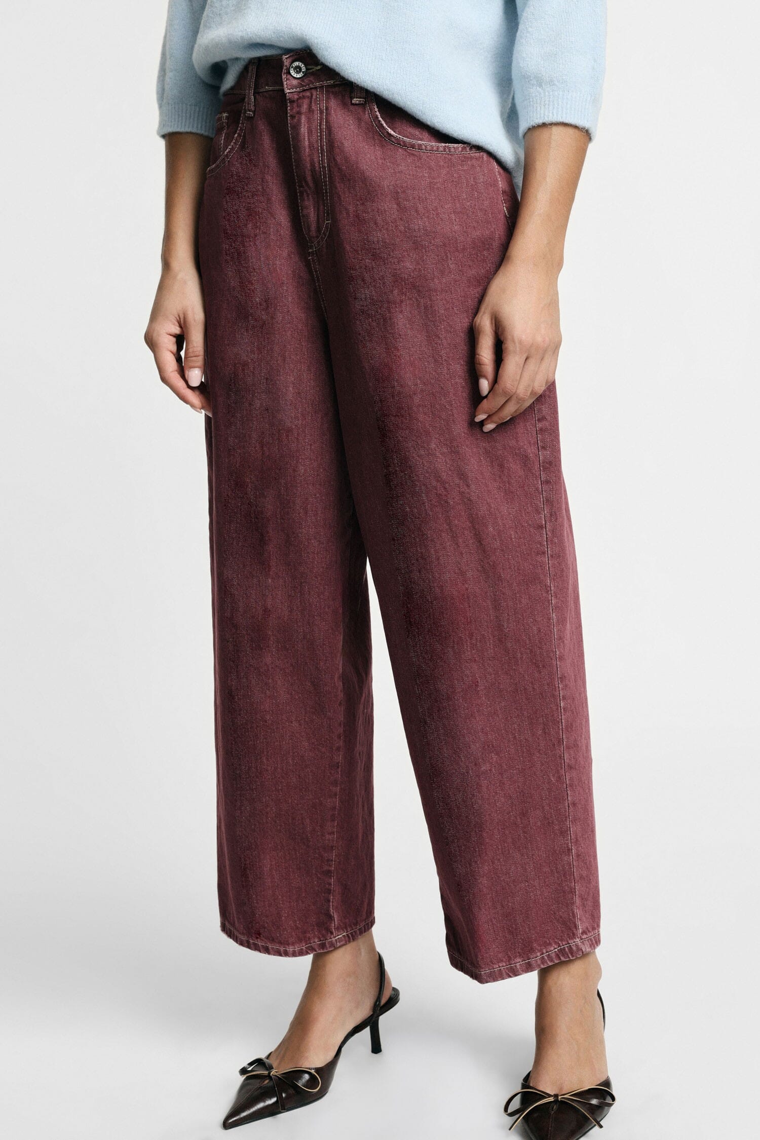 Jeans Gamba Ampia Fit Cropped Cinque Tasche Please