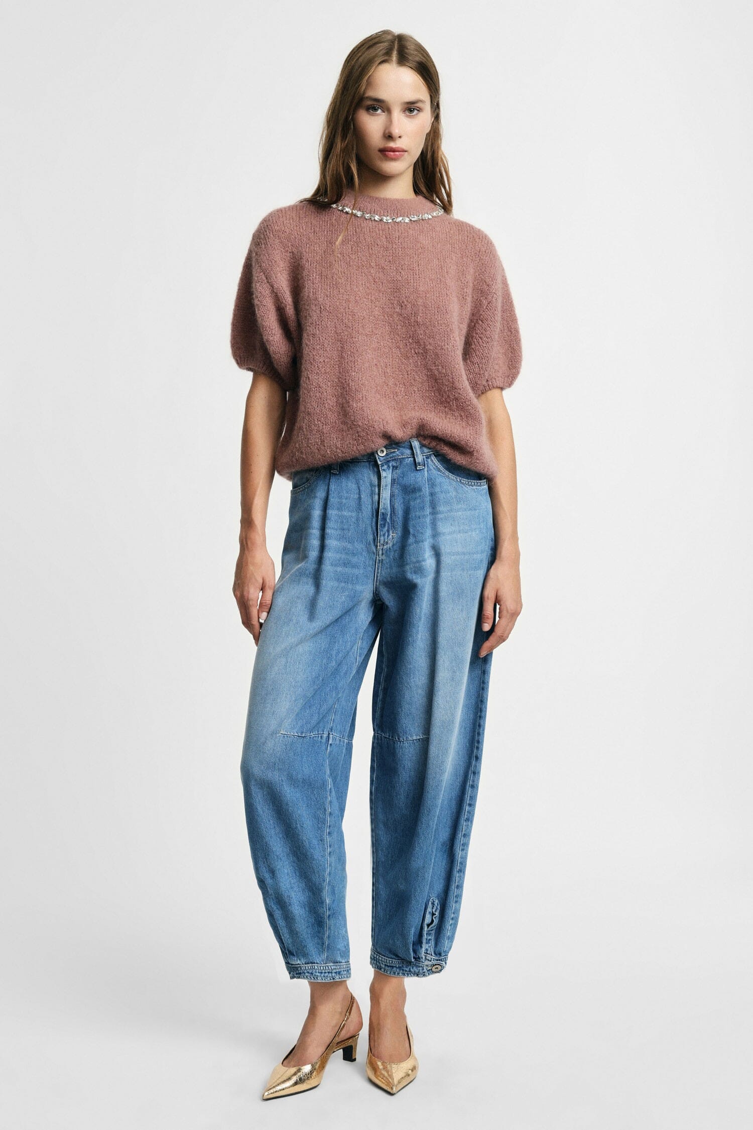 Balloon-style jeans with darts and an adjustable hem – Please