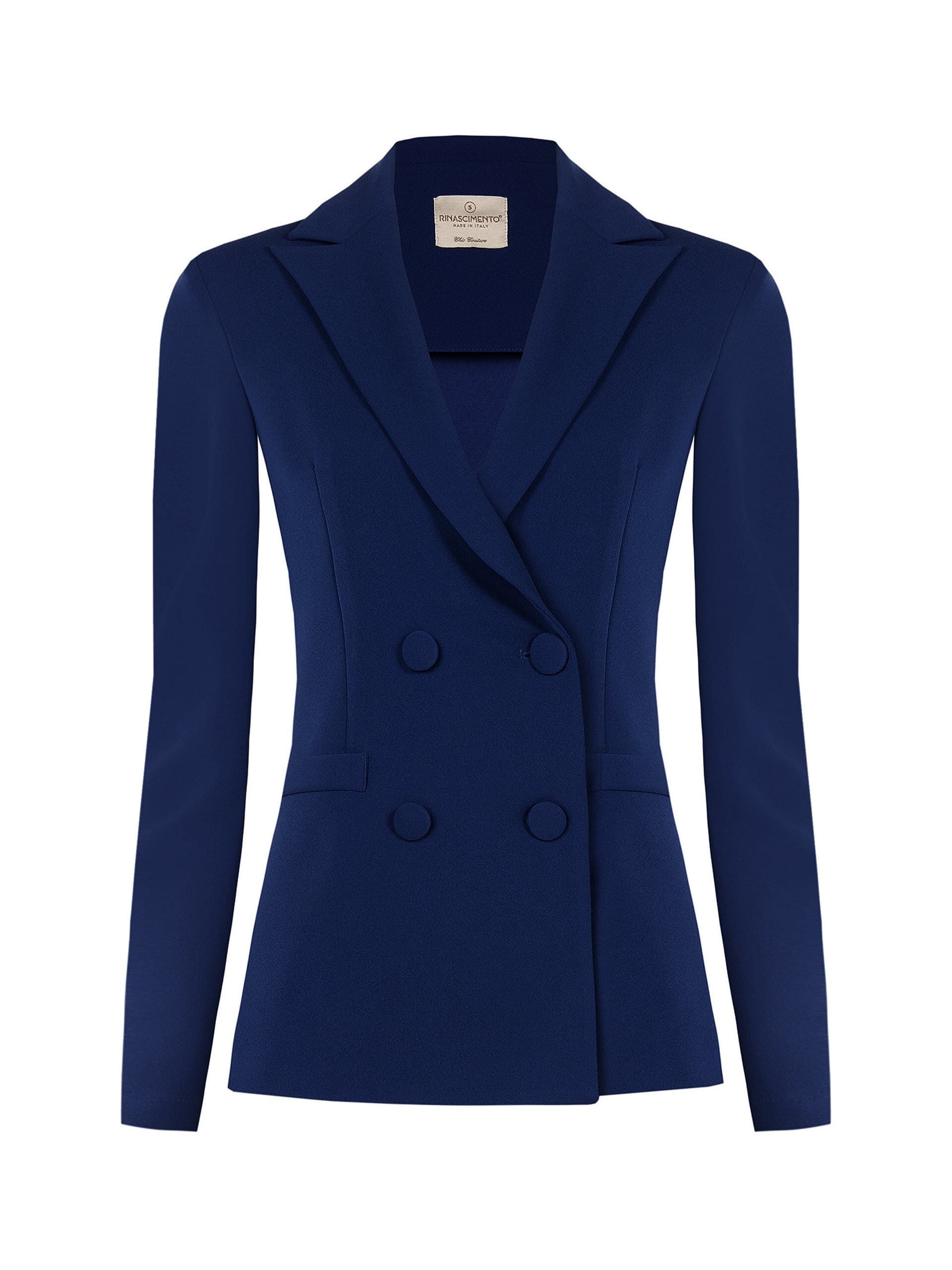 Giacca Blazer Sfiancata In Scuba Crepe Con Bottoni Coordinati Rinascimento