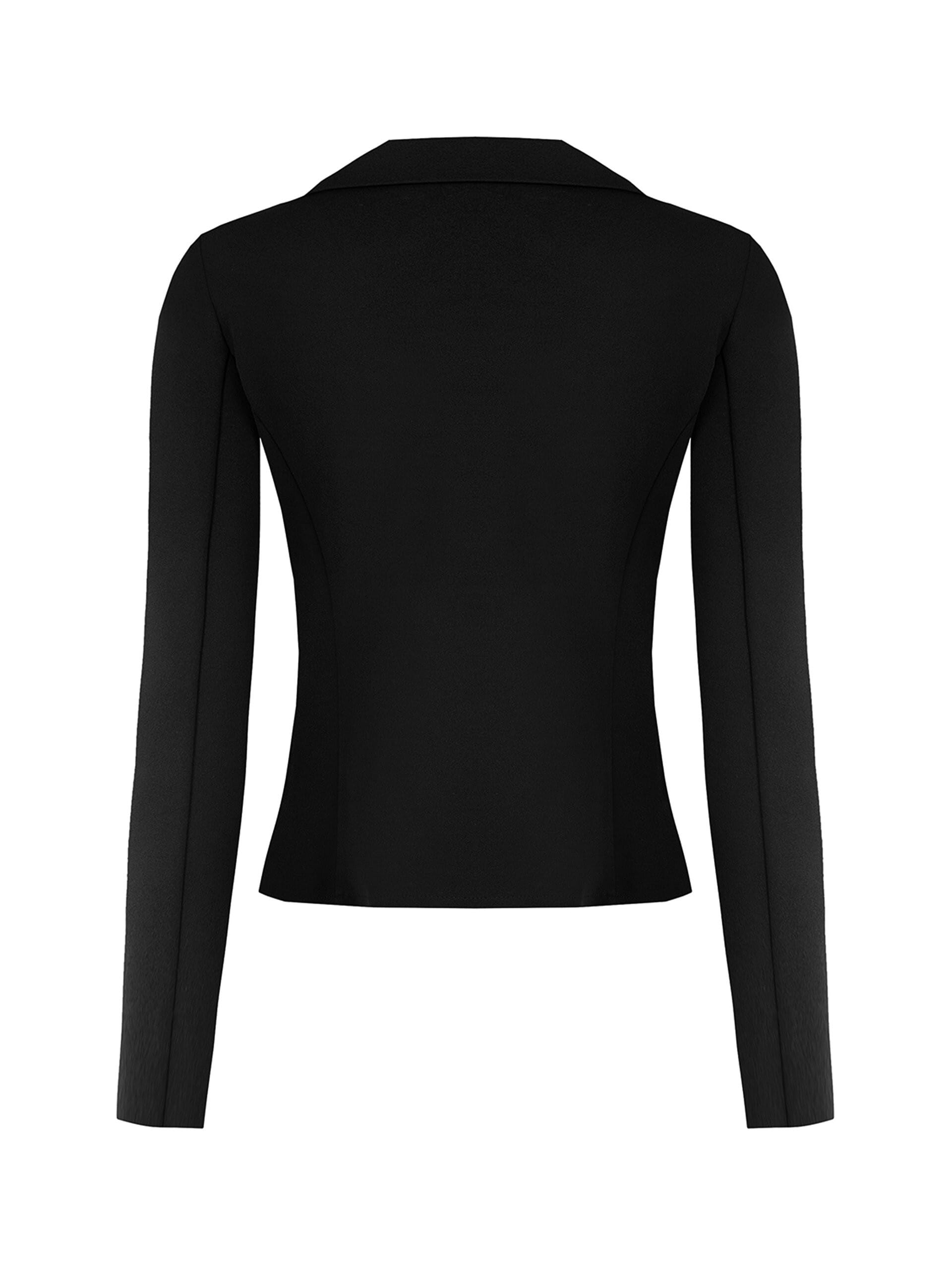 Giacca Blazer Corta Sfiancata Doppio Petto In Scuba Crepe Con Bottoni Coordinati Rinascimento