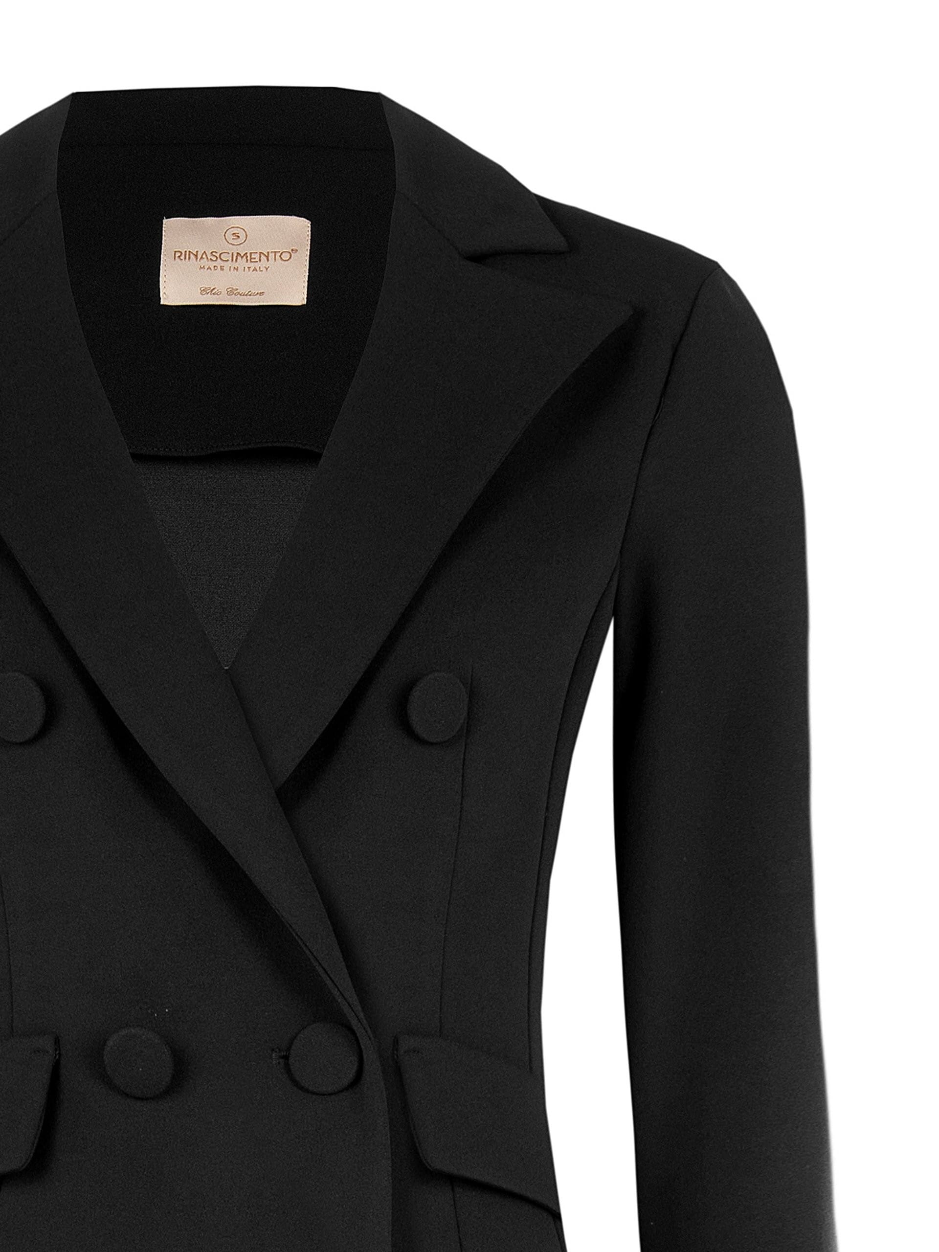 Giacca Blazer Corta Sfiancata Doppio Petto In Scuba Crepe Con Bottoni Coordinati Rinascimento