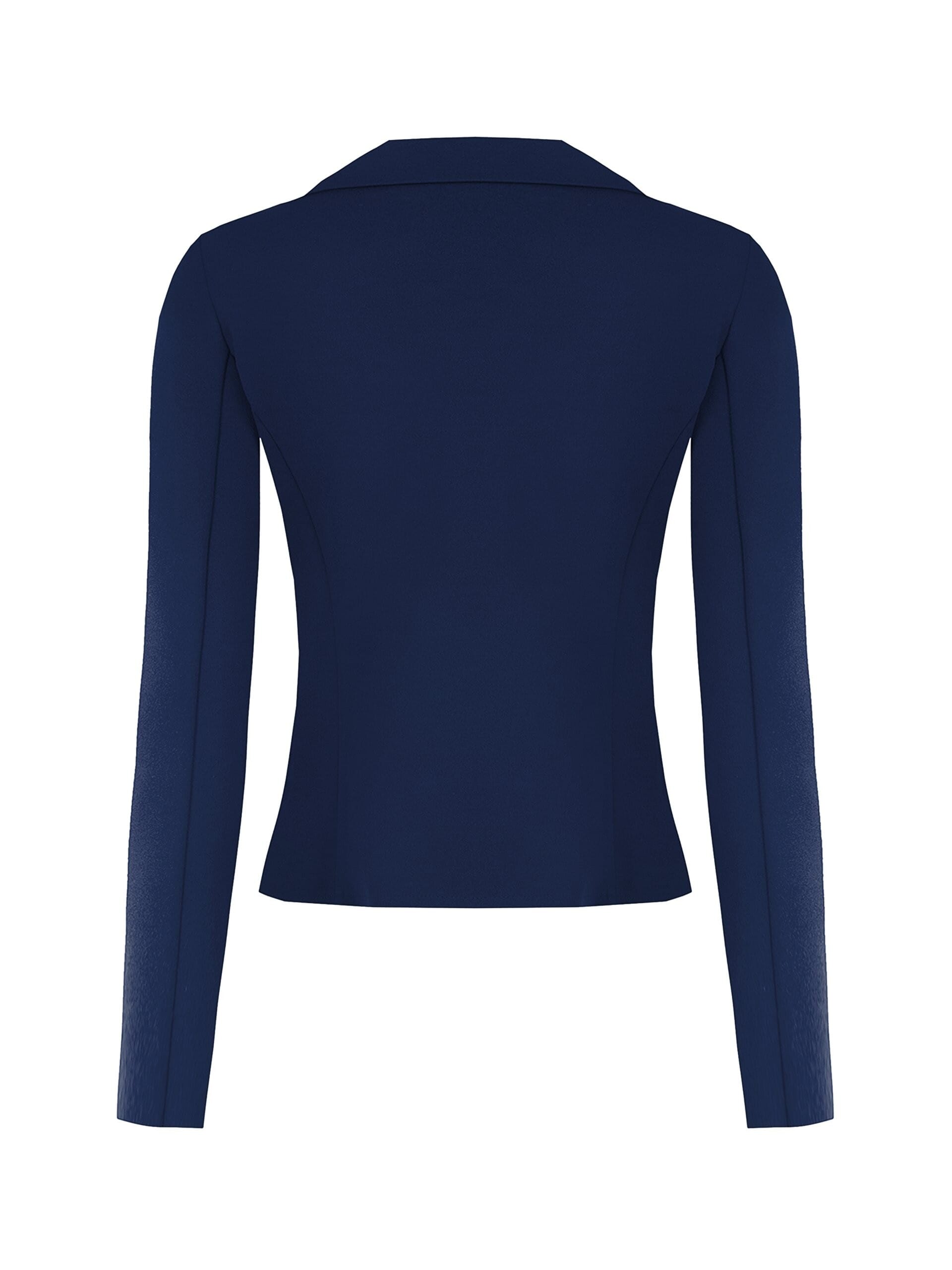 Giacca Blazer Corta Sfiancata Doppio Petto In Scuba Crepe Con Bottoni Coordinati Rinascimento