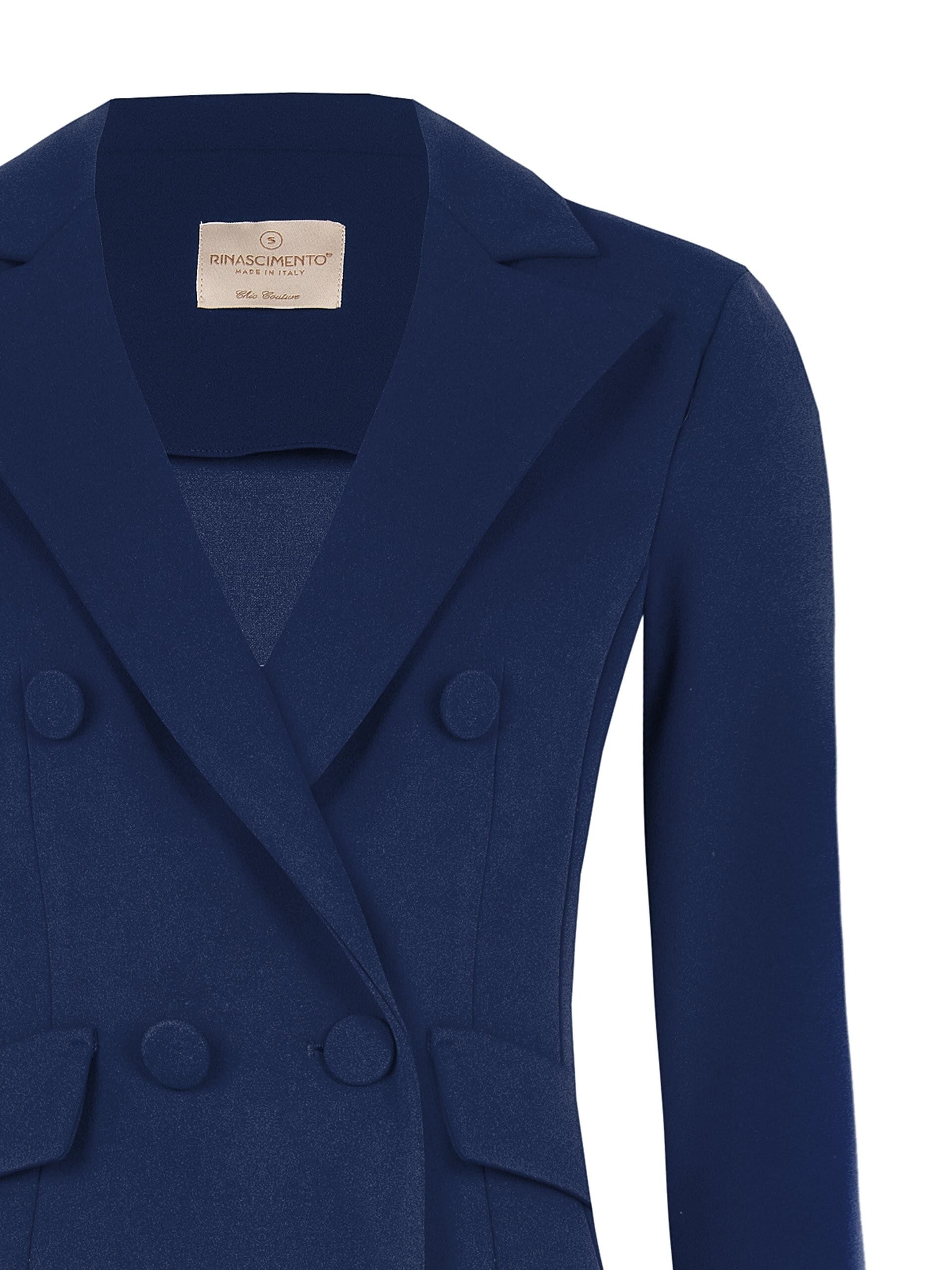 Giacca Blazer Corta Sfiancata Doppio Petto In Scuba Crepe Con Bottoni Coordinati Rinascimento