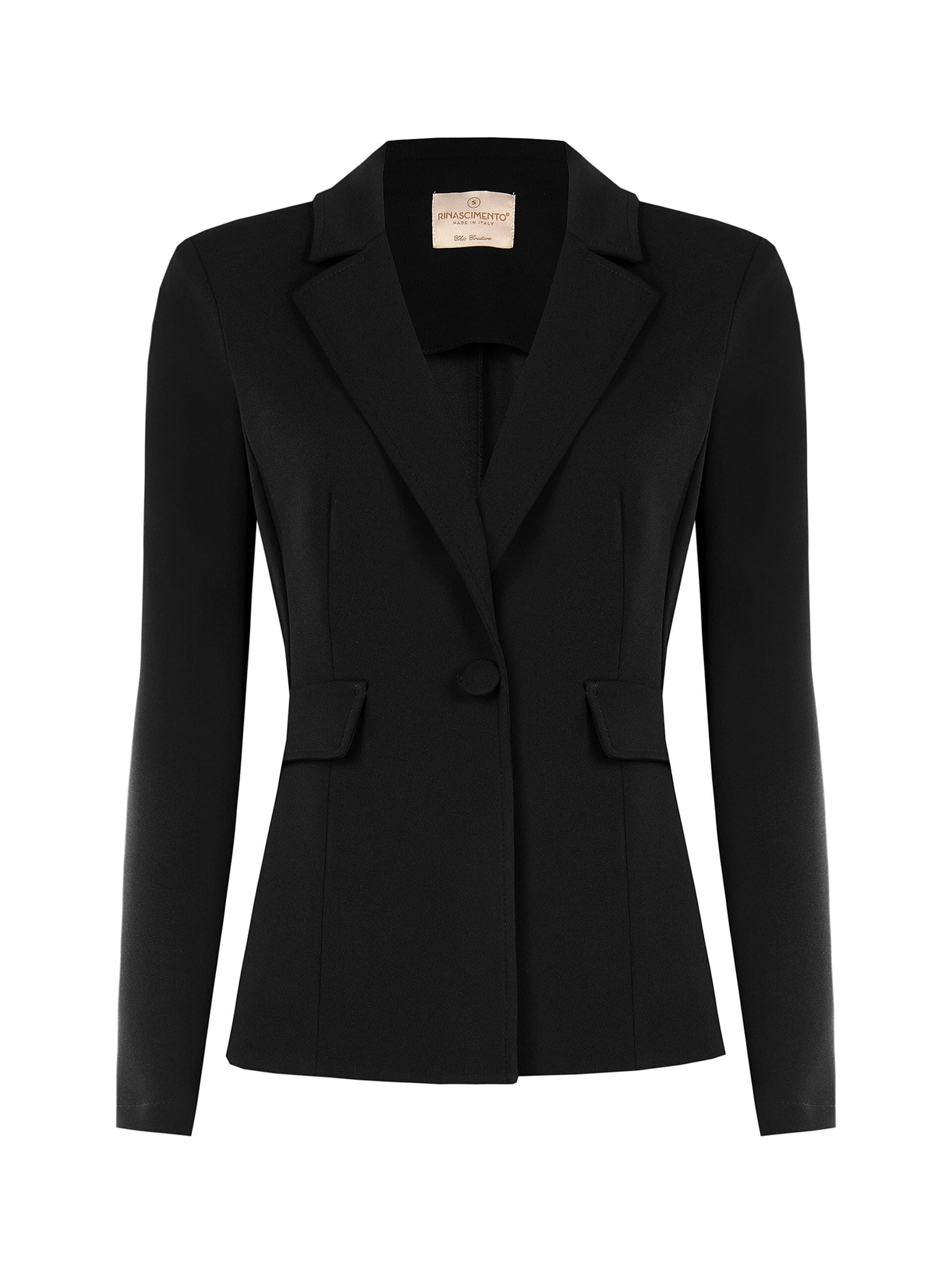 Giacca Blazer Sfiancata In Scuba Crepe Con Bottone Coordinato Rinascimento