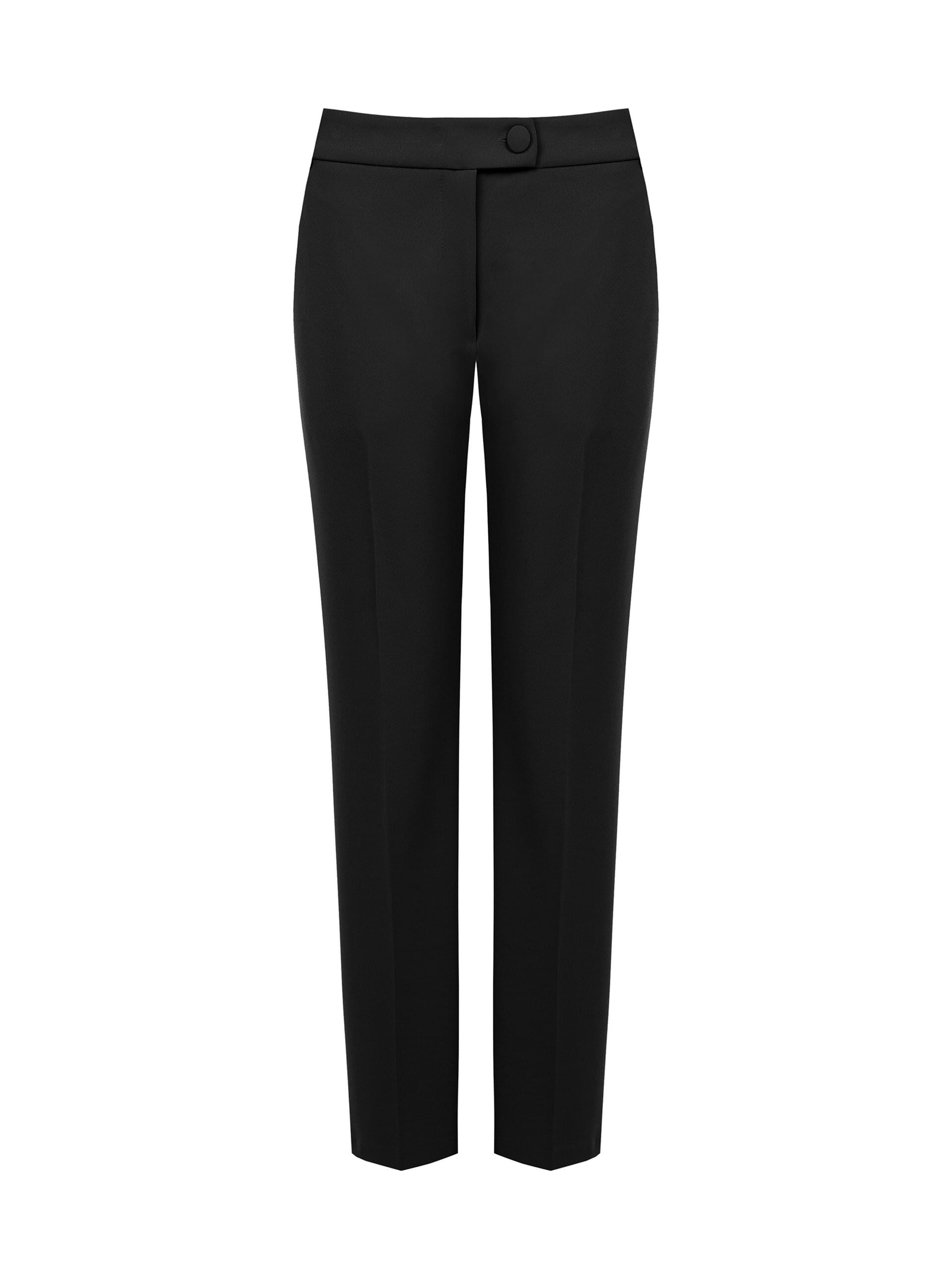 Pantalon cigarette en crêpe scuba avec bouton assorti « Rinascimento »