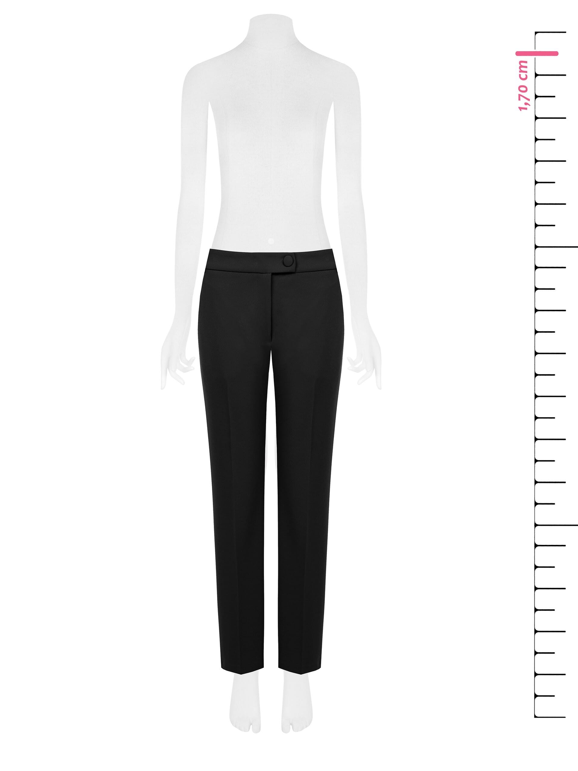 Pantalon cigarette en crêpe scuba avec bouton assorti « Rinascimento »
