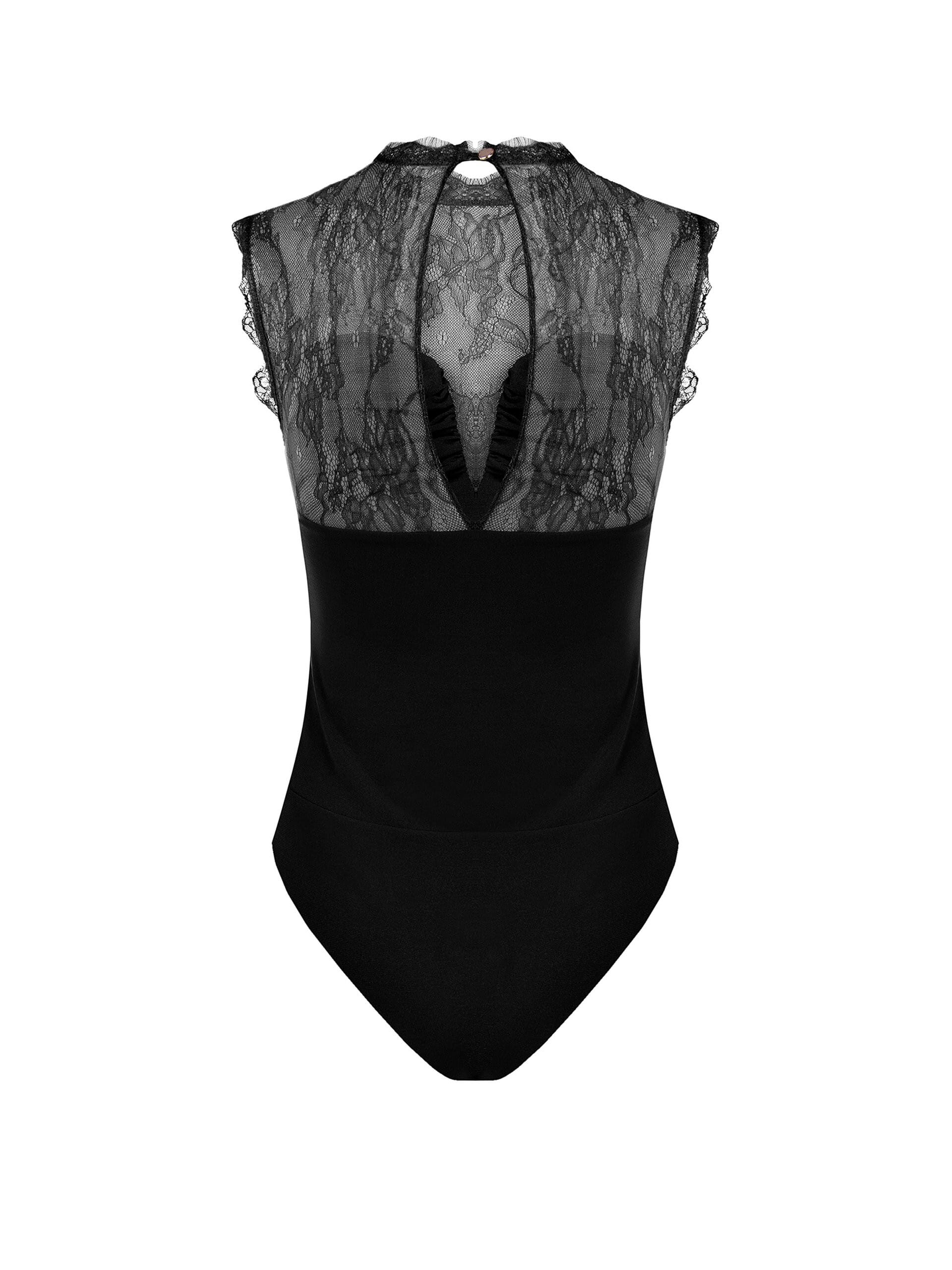Body Aderente In Maglina Con Inserto In Pizzo Chantilly Rinascimento