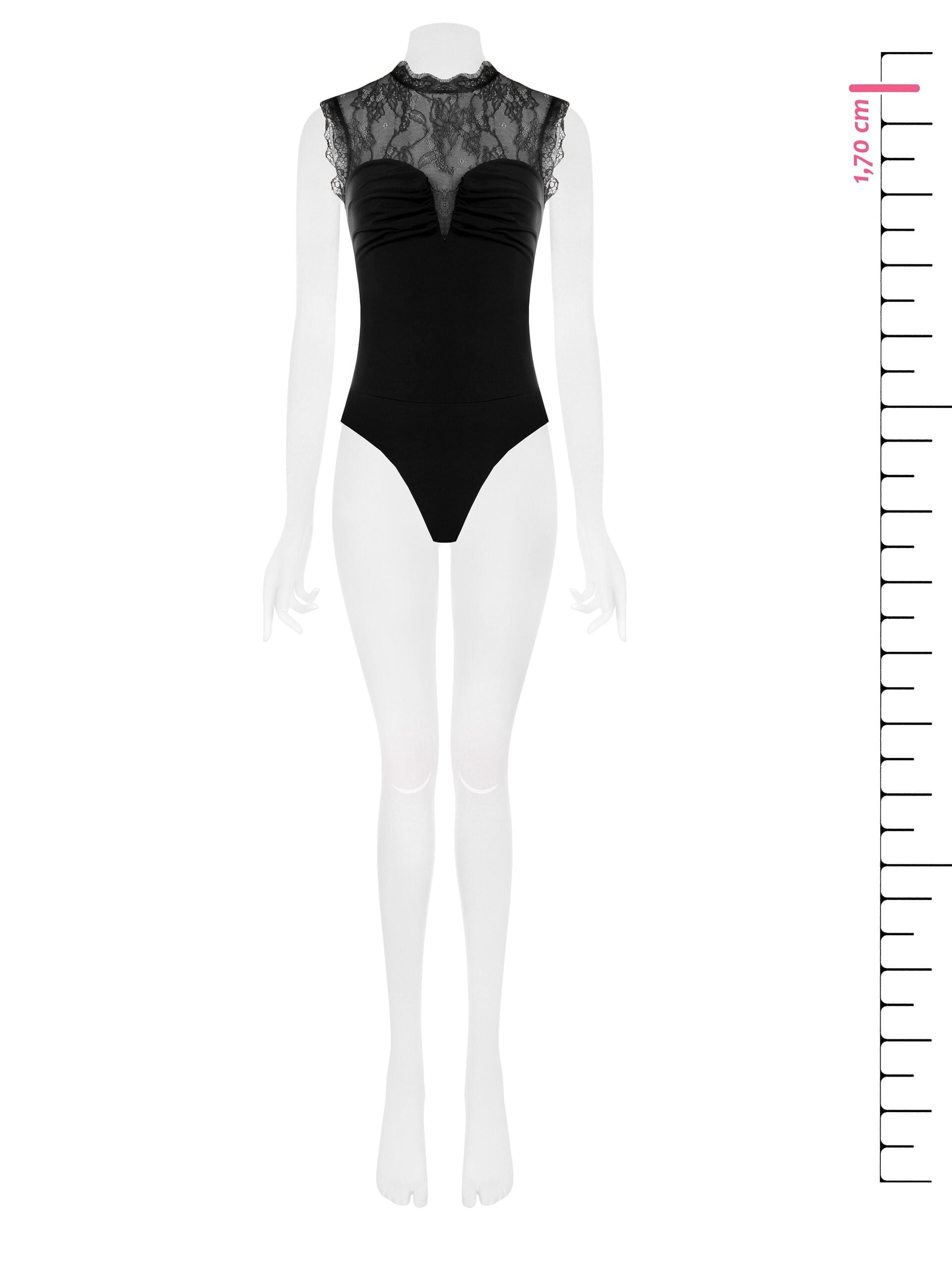 Body Aderente In Maglina Con Inserto In Pizzo Chantilly Rinascimento