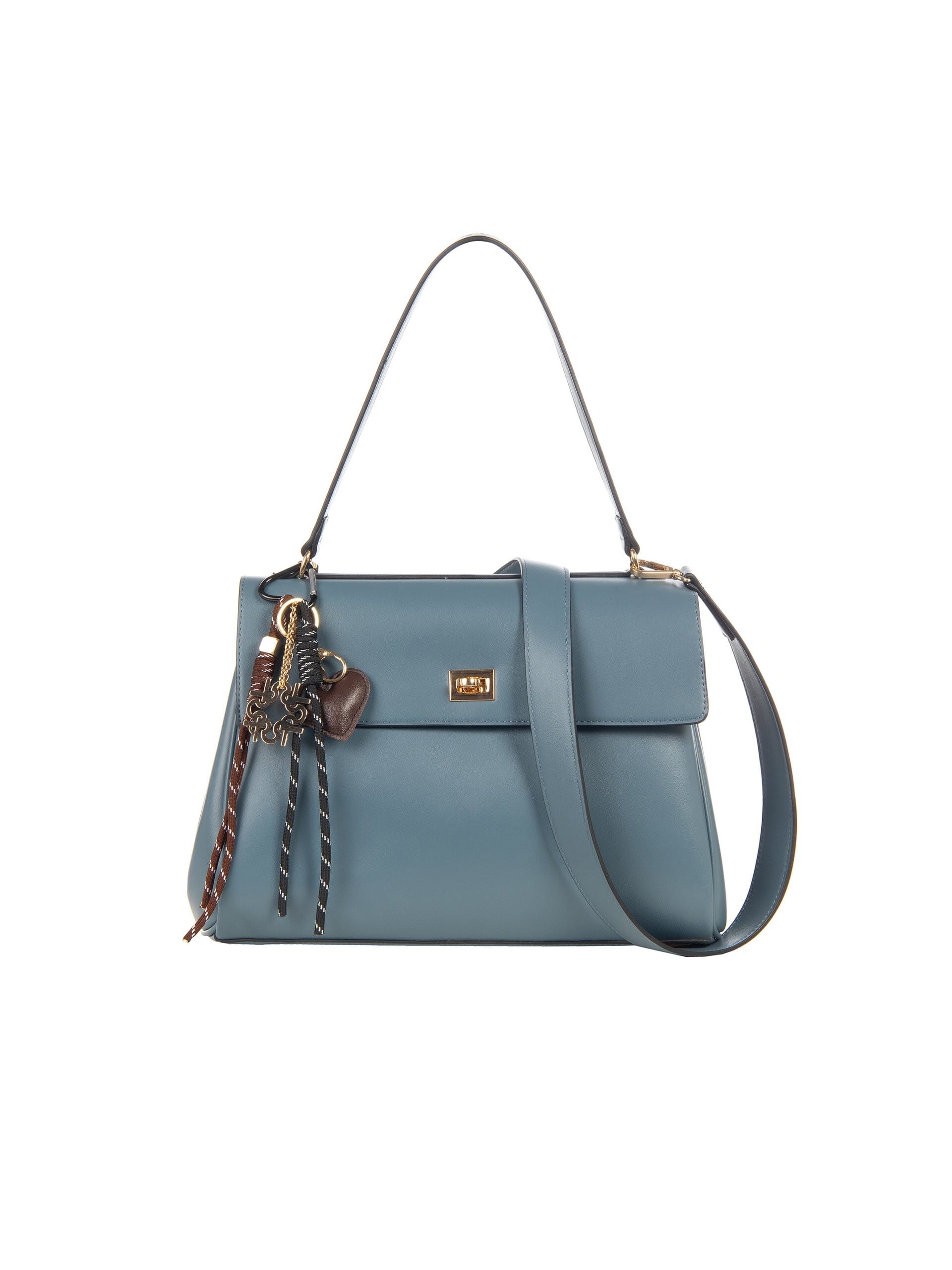 Borsa A Spalla In Similpelle Liscia Con Charms Decorativi E Tracolla Rimovibile Rinascimento