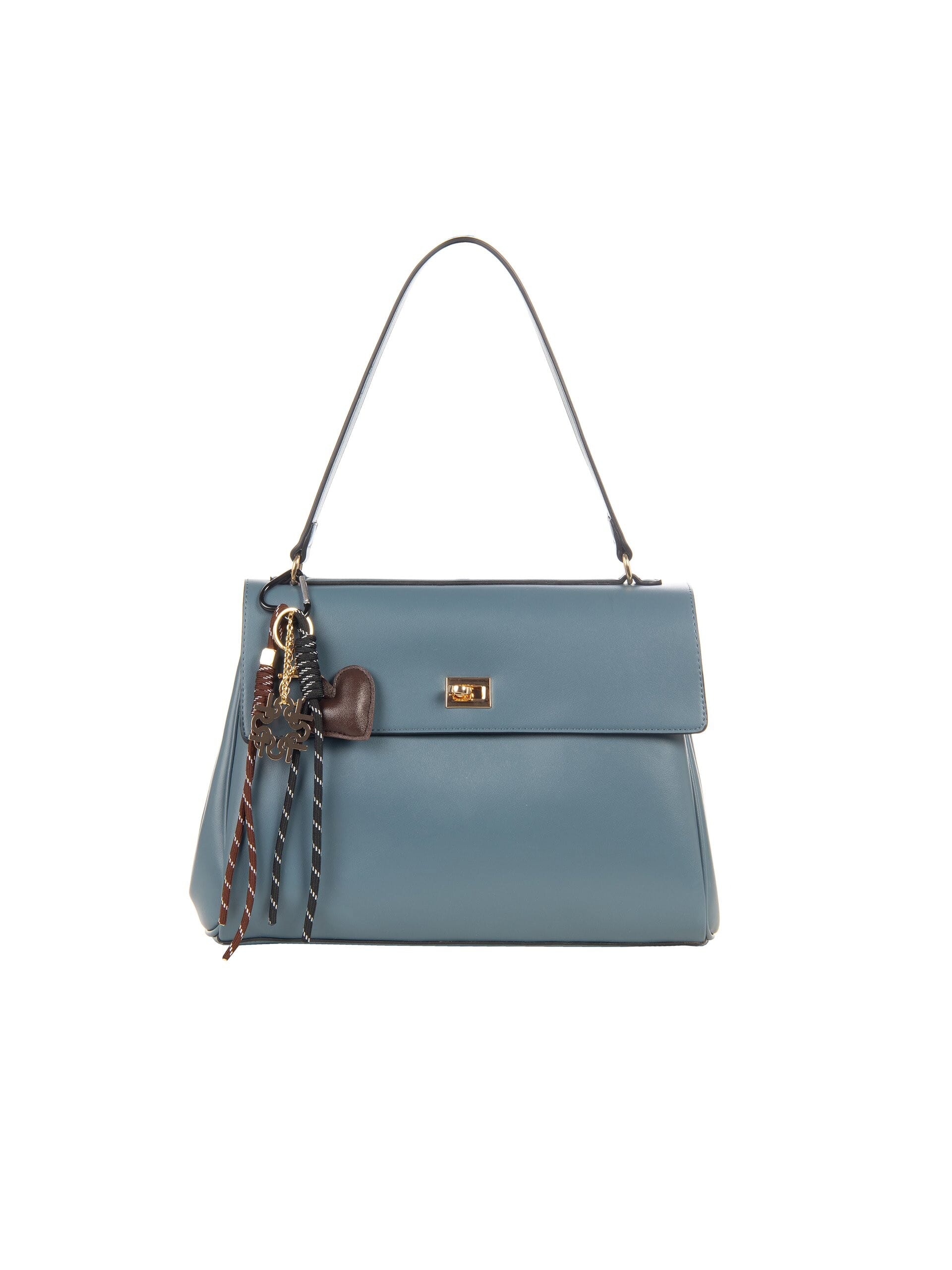 Borsa A Spalla In Similpelle Liscia Con Charms Decorativi E Tracolla Rimovibile Rinascimento
