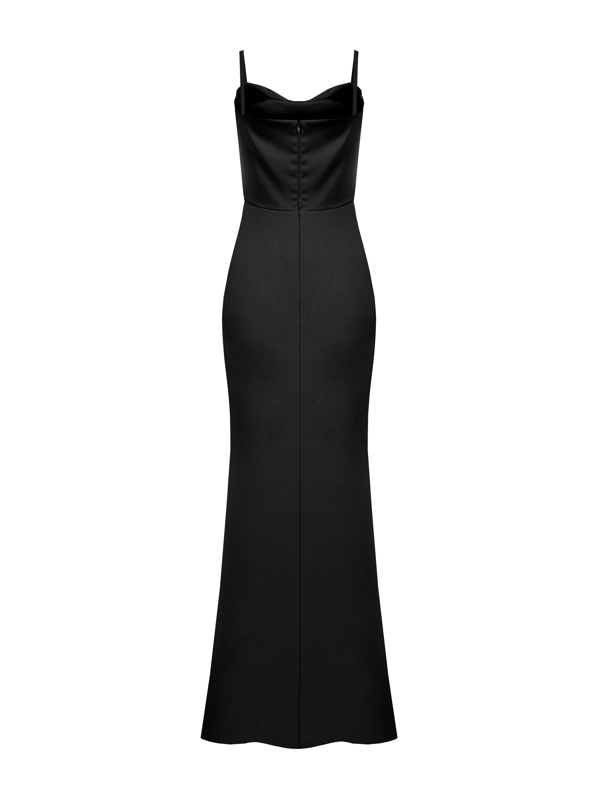 Abito Lungo A Tubino In Scuba Crepe Con Corsetto In Raso Rinascimento