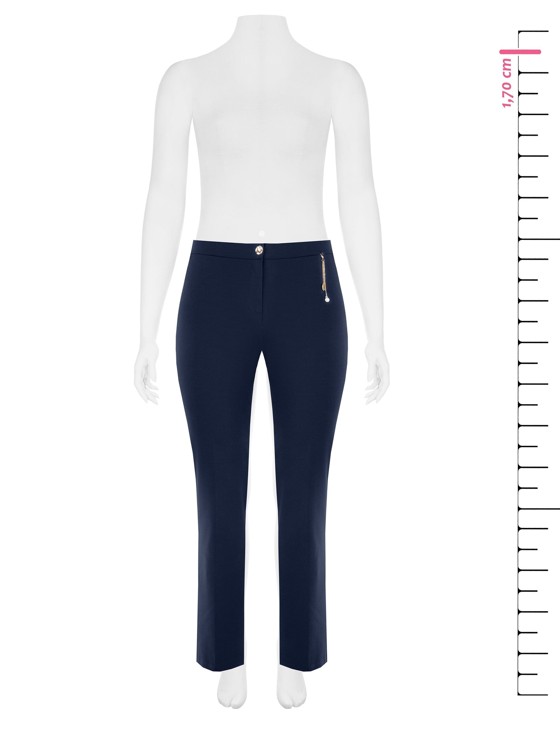 Pantaloni Curvy Dritti In Scuba Crepe Con Dettaglio Gioiello Catene E Perla Rinascimento Curvy
