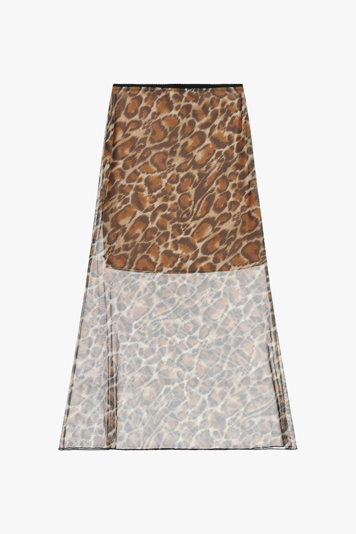 Dixie Long Animal-Print Skirt With Sheer Panels