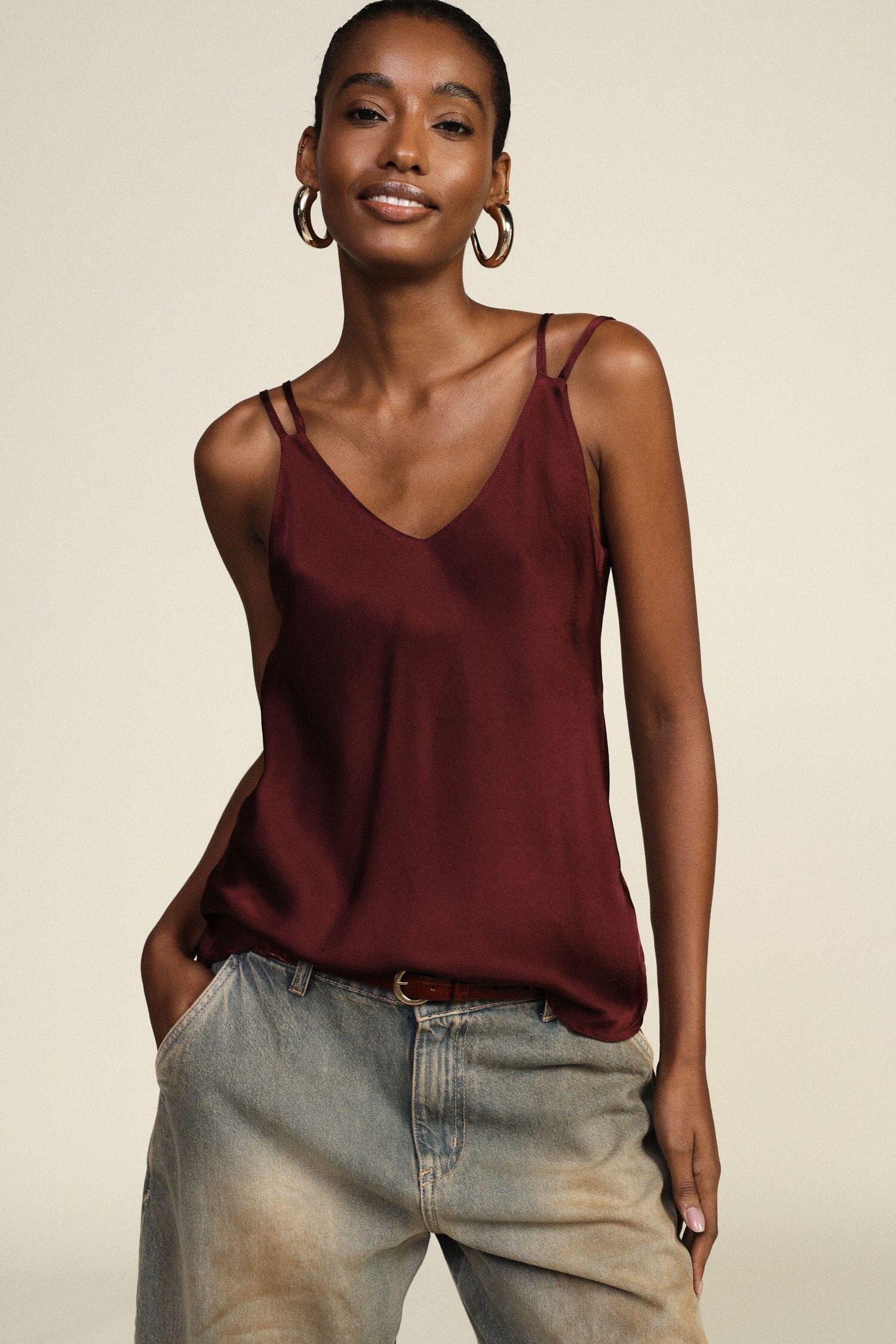 Top Spalline Doppie E Scollo A V Leggero Dixie